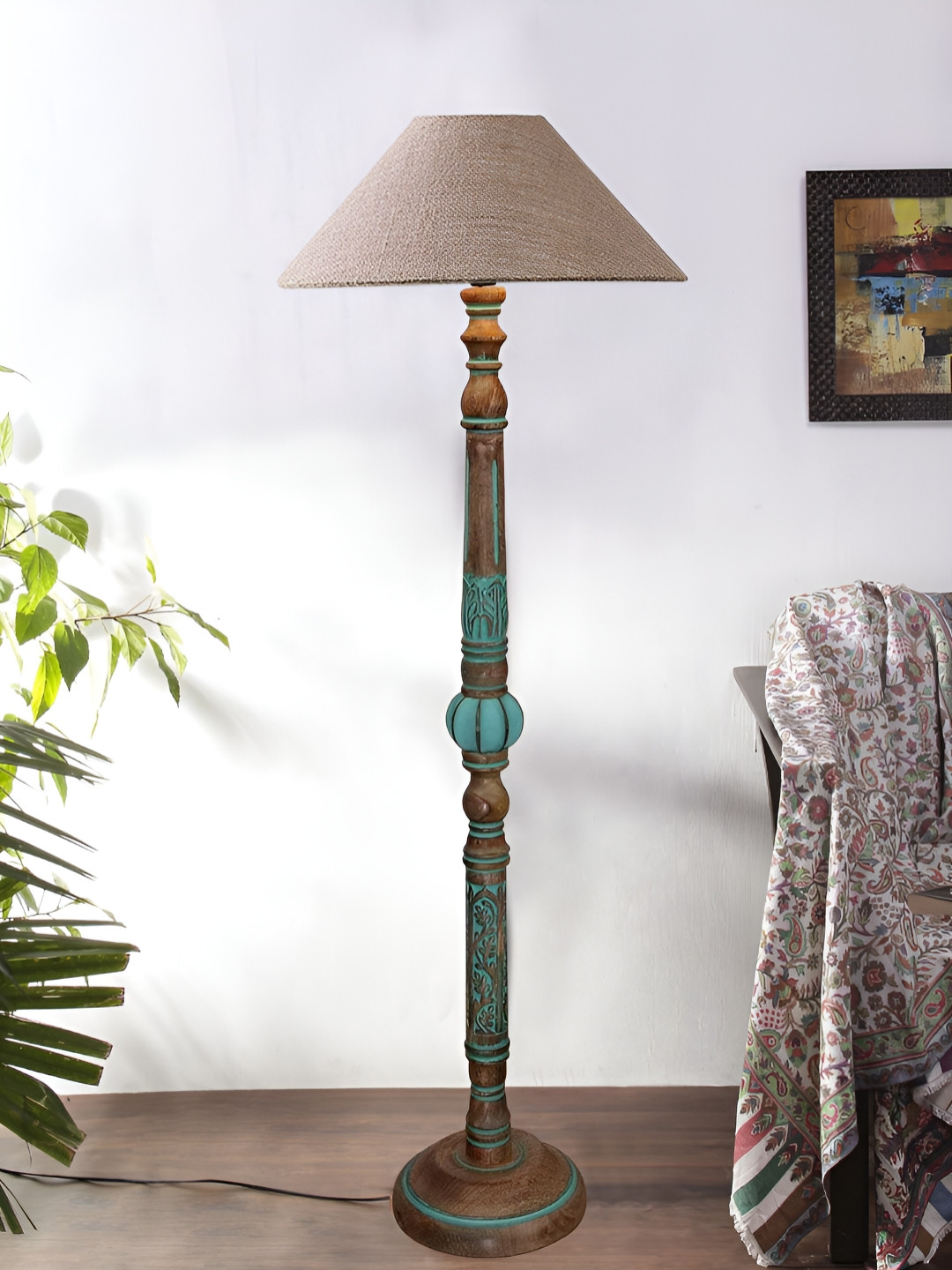 

Devansh Beige & Brown Wooden Floor Lamps