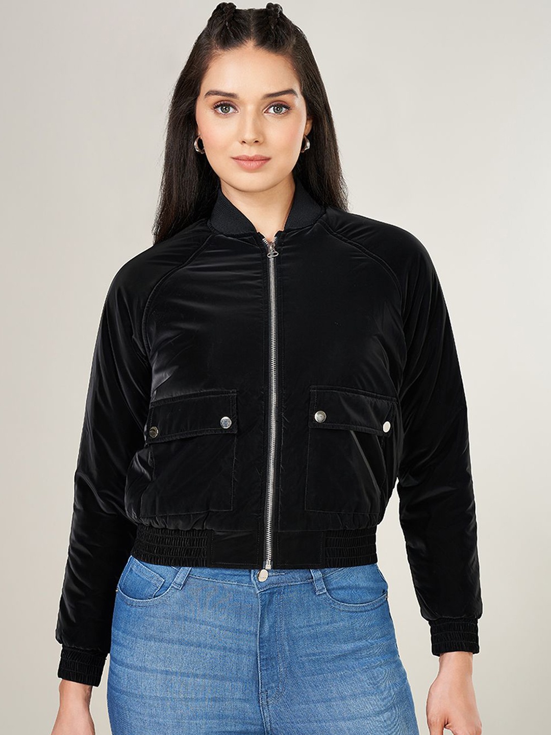 

SF JEANS by Pantaloons Women Crop Denim Jacket with Embroidered, Black