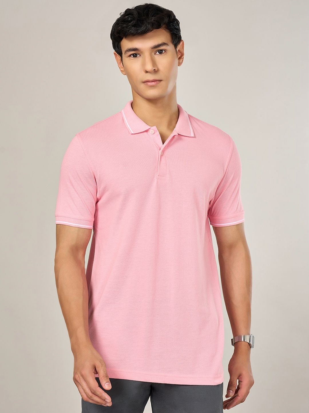 

BYFORD by Pantaloons Men Pockets Slim Fit T-shirt, Pink