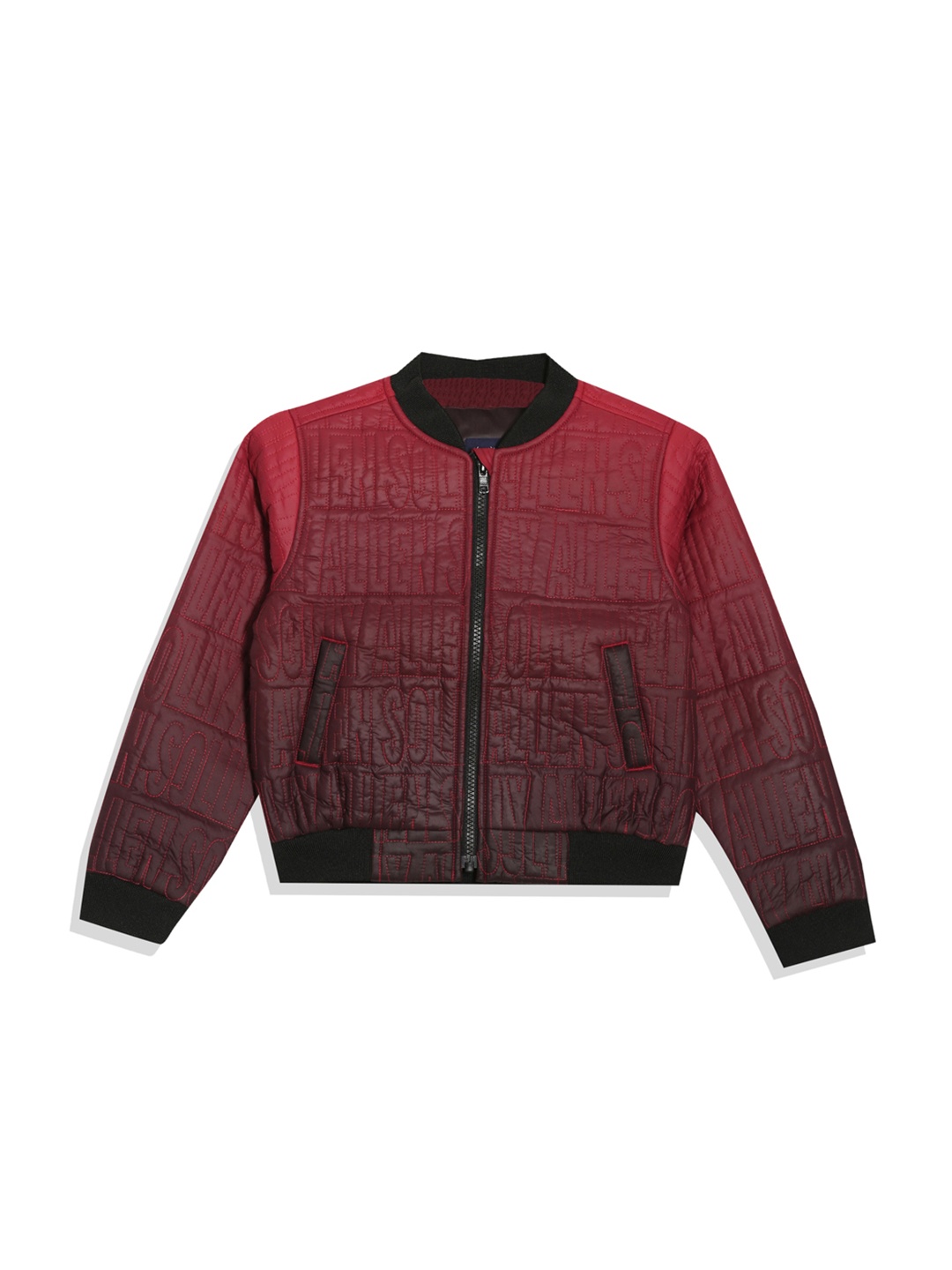 

Allen Solly Junior Boys Brand Logo Design Bomber Jacket with Ombre Effect, Maroon