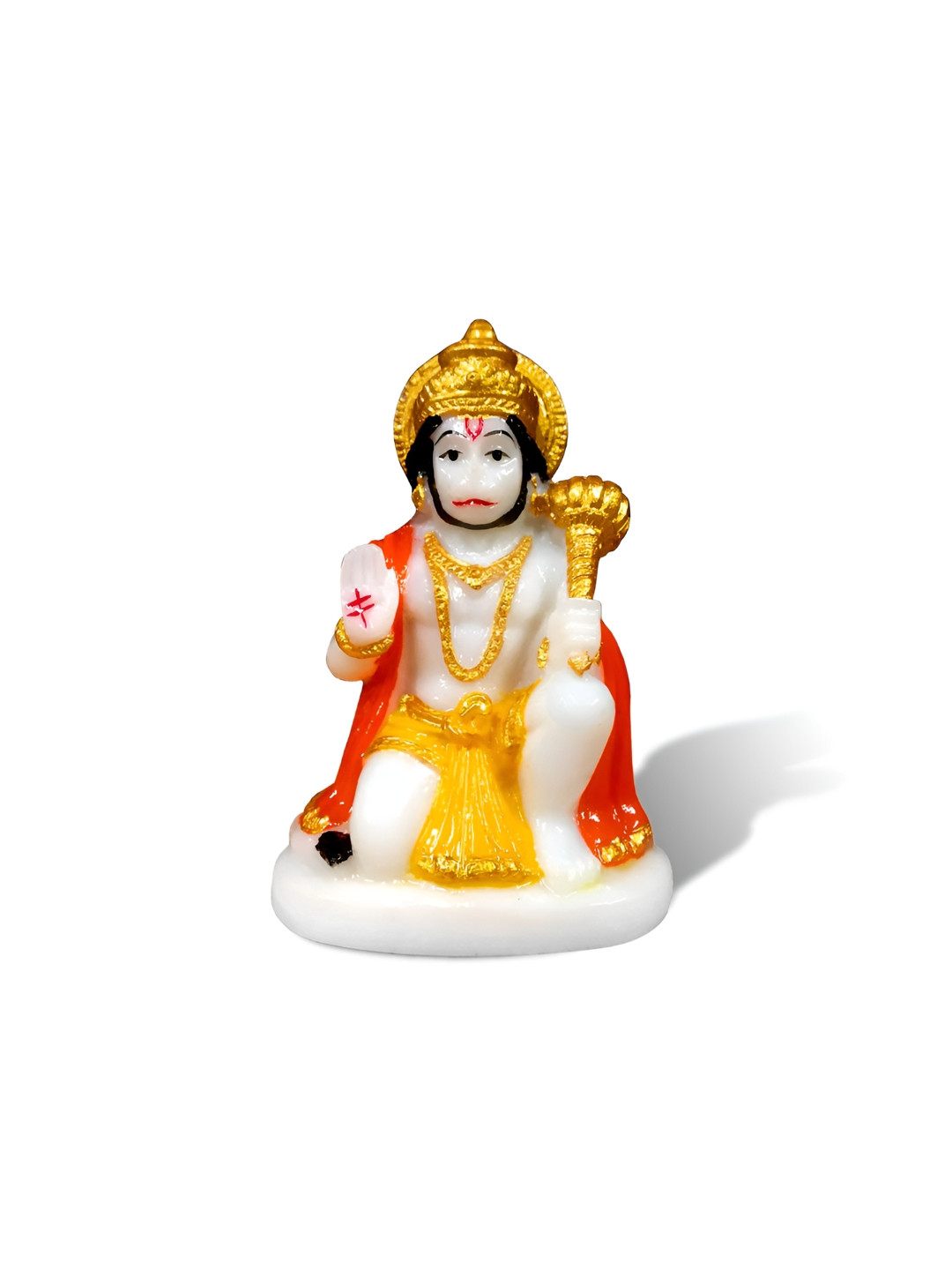 

Adhvik Polyresin Multicolor Sitting Bajrangbali Hanuman Decorative Showpiece, Multi