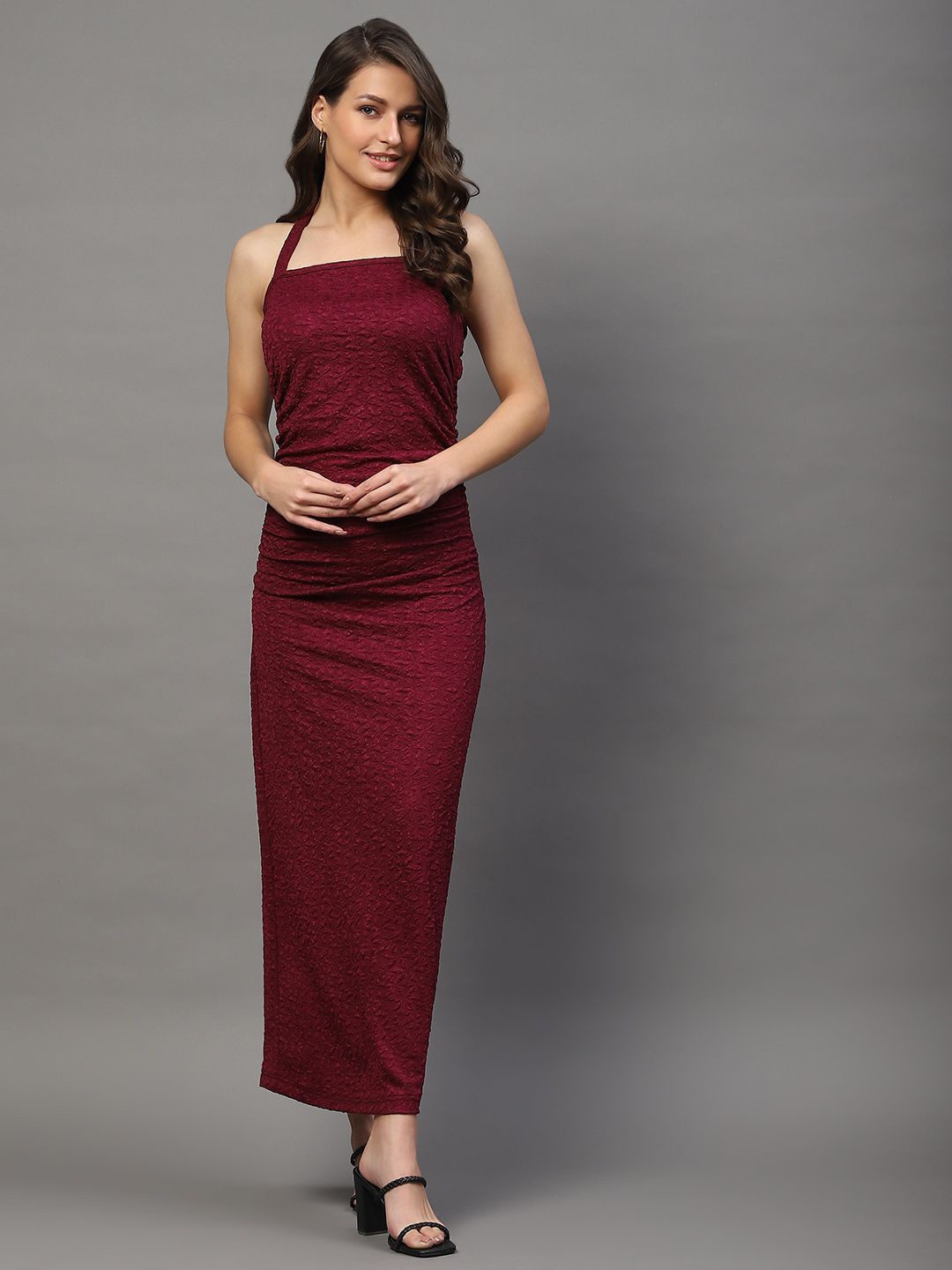 

StyleCast X SERA Halter Neck Bodycon Maxi Dress, Purple