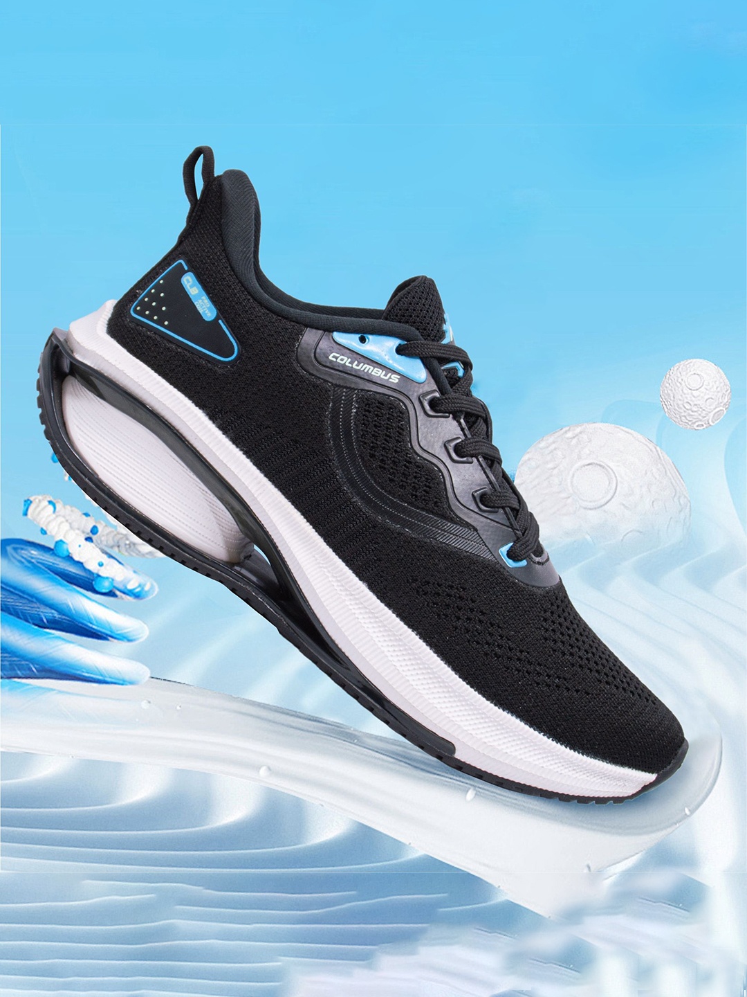 

Columbus Men Mesh Running Non-Marking Shoes, Black