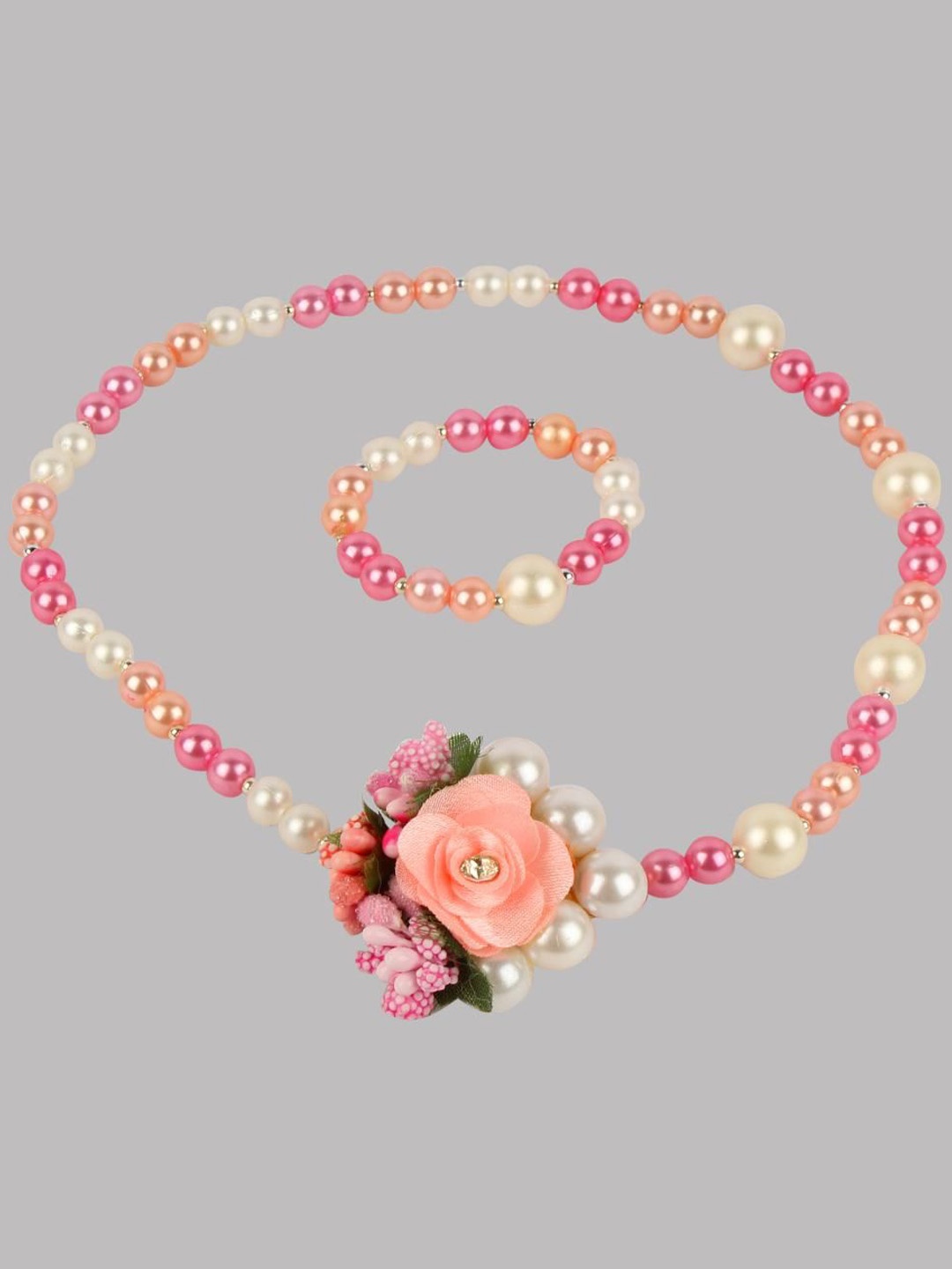 

Daizy Girls Flower Pearls Beaded Jewellery Set, Gold