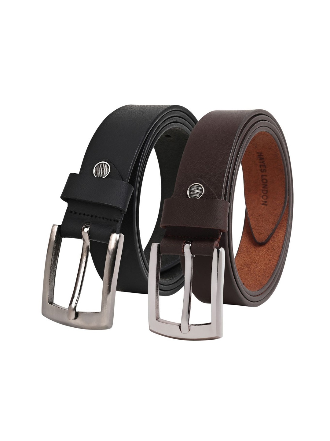 

Hayes London Men Leather Belts Combo Pack of 2 Stylish Genuine Formal Belt, Brown