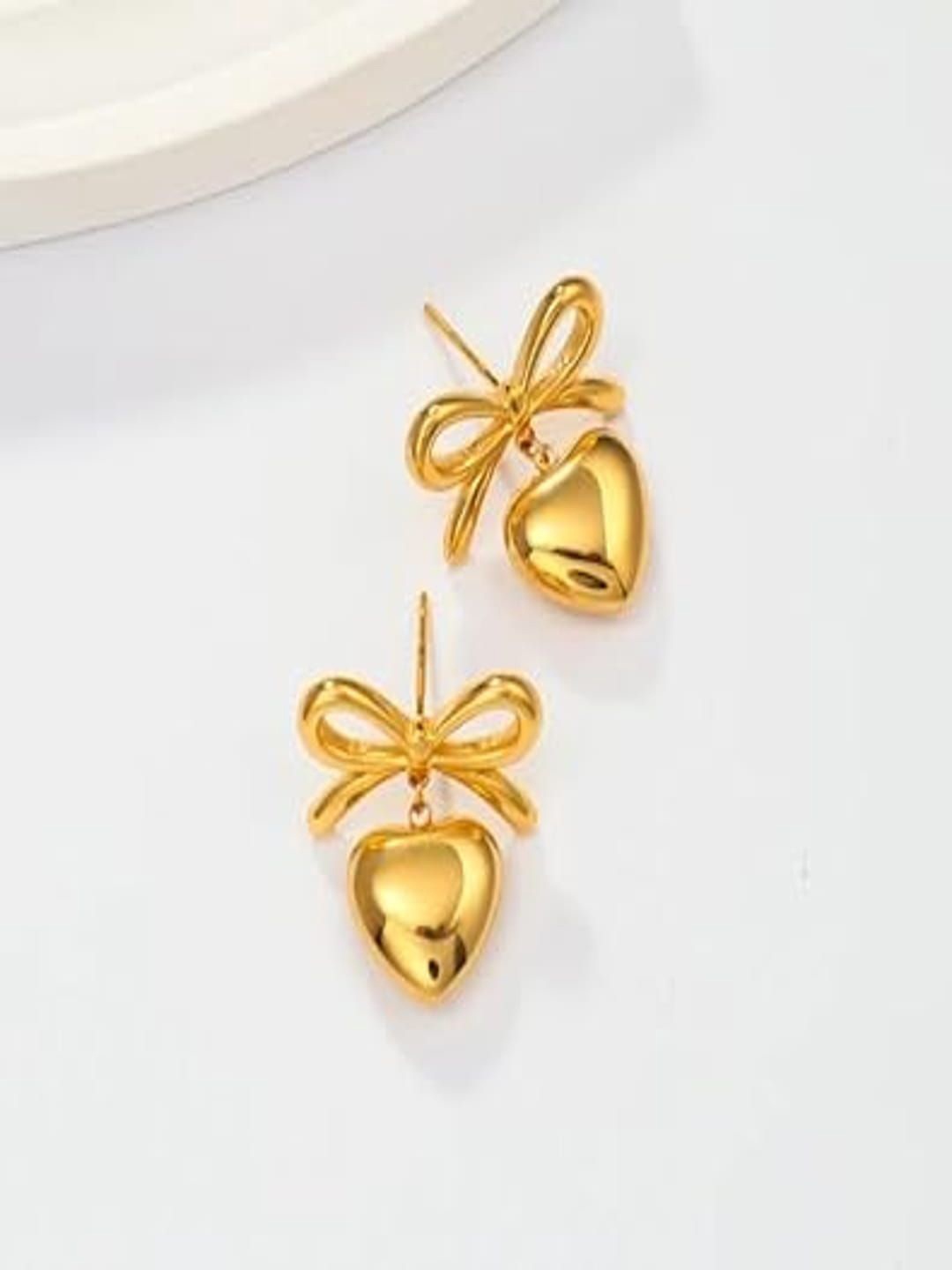 

JEWILLEY Heart Shaped Half Hoop Earrings, Gold