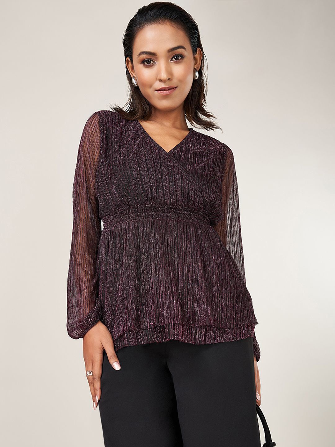 

Annabelle by Pantaloons Women V-Neck Empire Top, Red