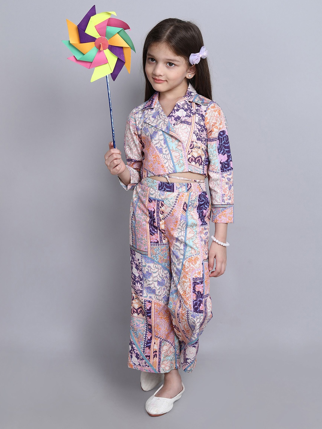 

taffykids Girls Printed Coat with Trousers, Blue
