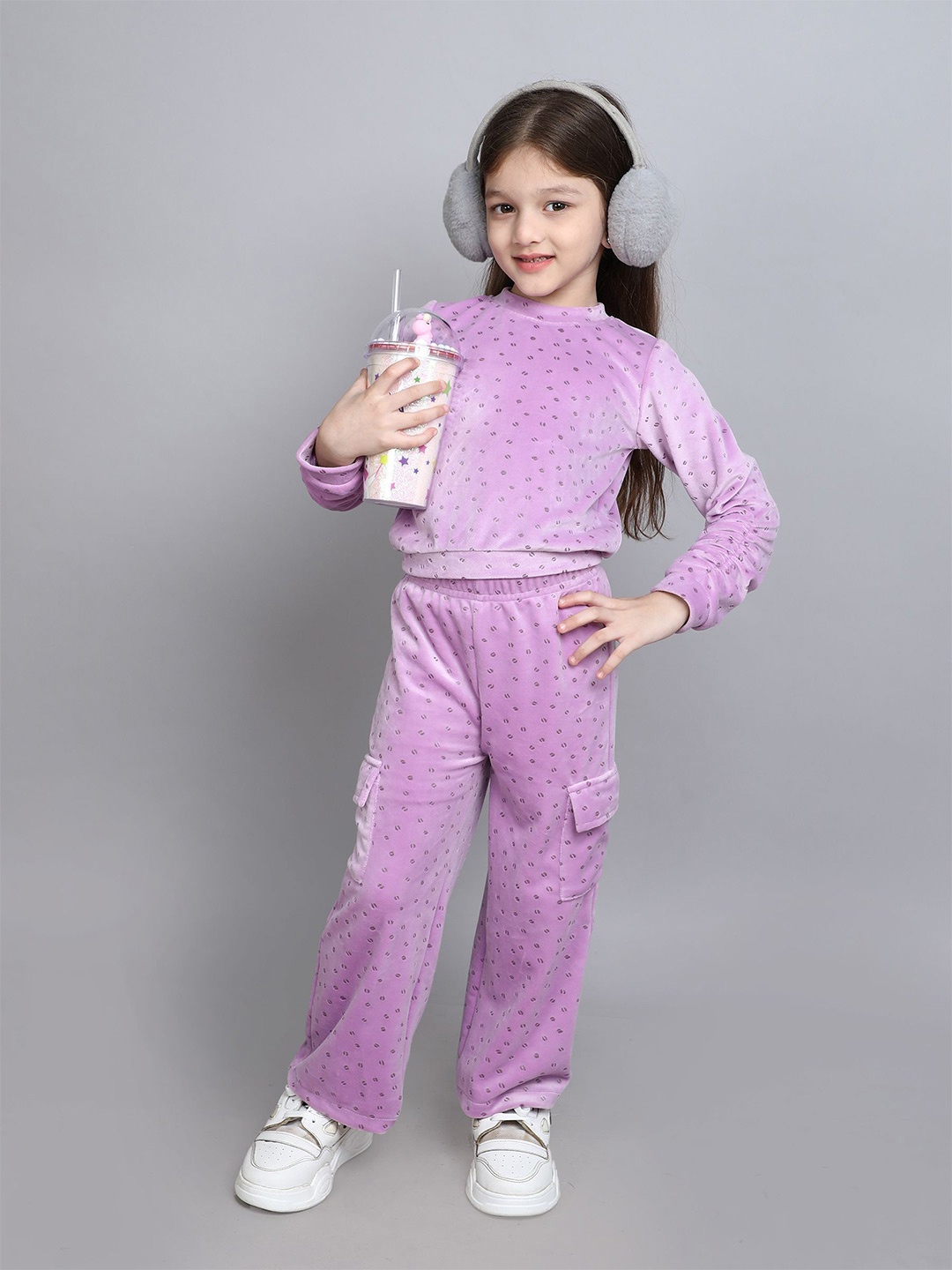 

taffykids Girls Printed Trousers, Purple