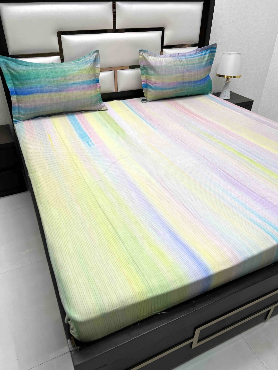 

Pure Decor Cotton King Size Double Bed Bedsheet With 2 Pillow Covers 2.74m X 2.74m, Green