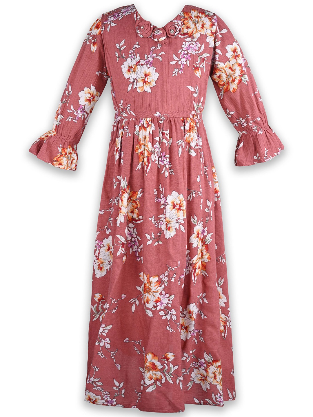 

Wish Karo Floral Print Bell Sleeve Fit & Flare Dress, Pink