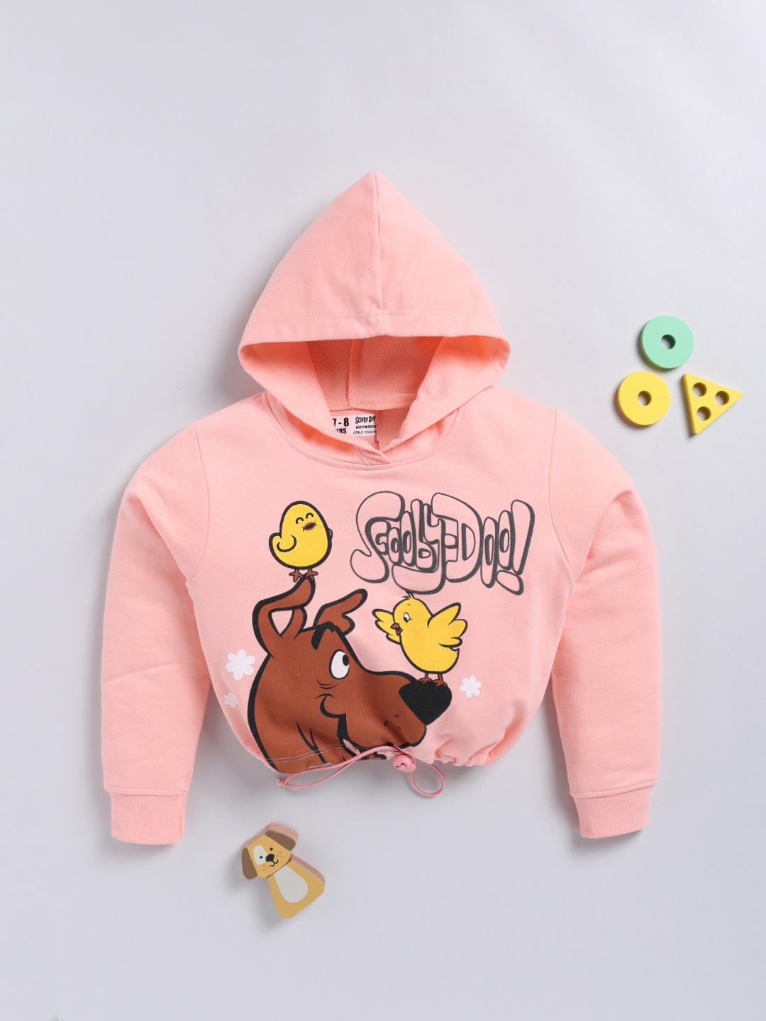 

YK X Minute Mirth Girls Scooby Doo Printed Hooded Sweatshirt, Peach