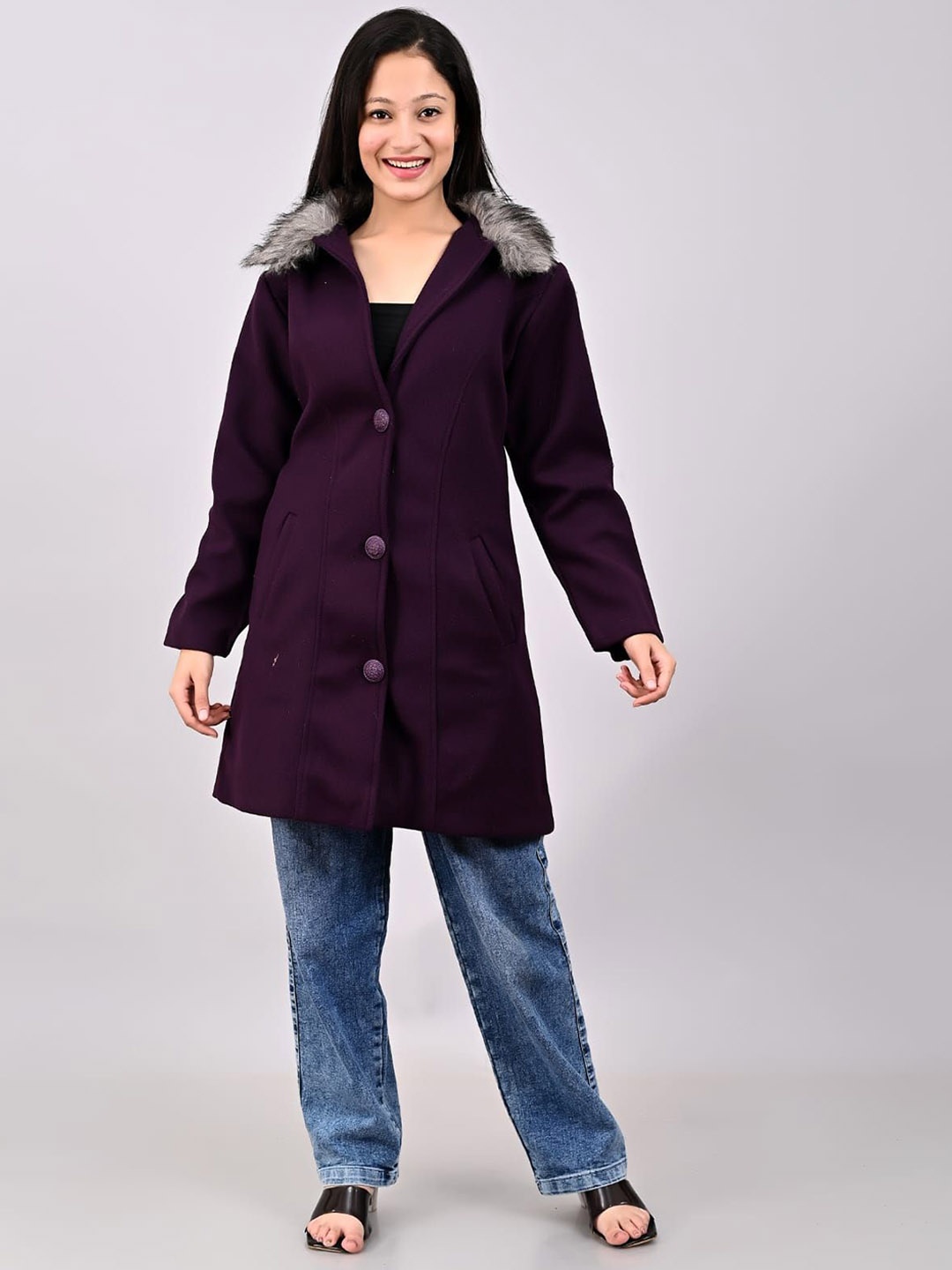 

FELLAMO Girls Regular Fit Overcoat, Purple