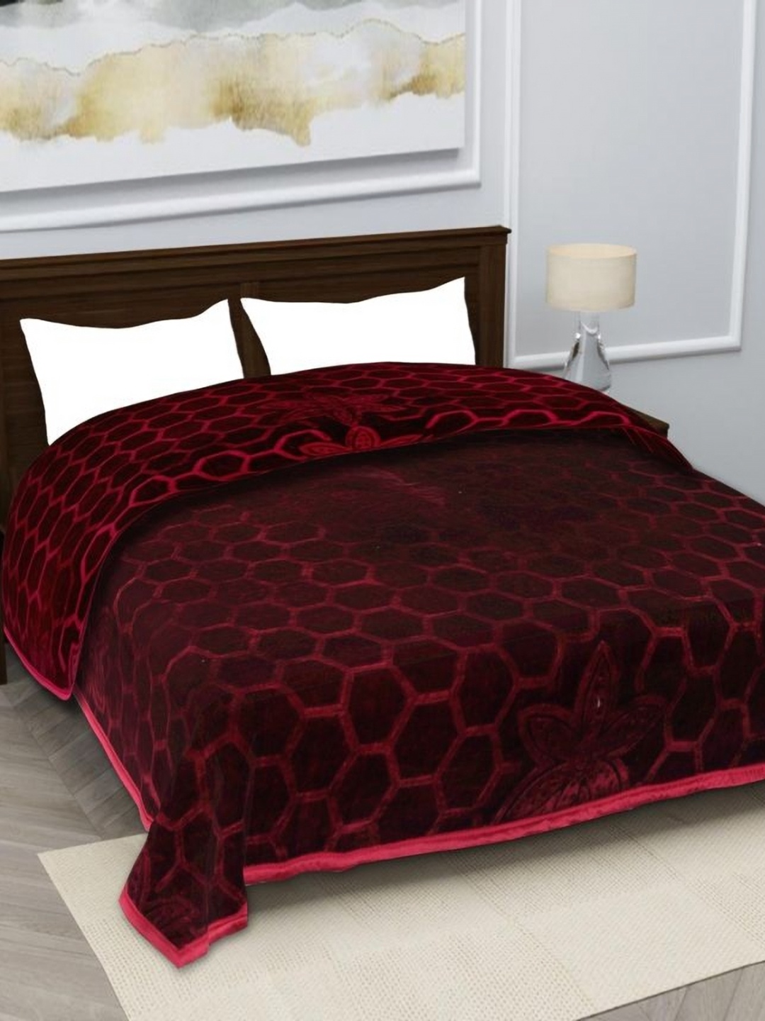 

MAGICAL Purple Floral Mink 400 GSM Double Bed Blanket