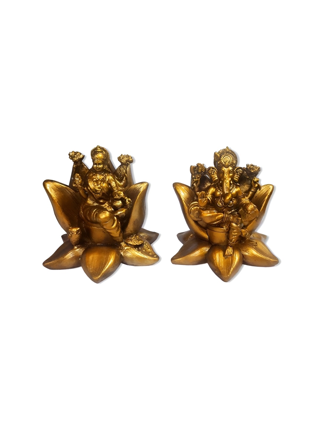 

Adhvik Gold-Toned Small Size Lord Laxmi Ganesha Decorative Showpiece