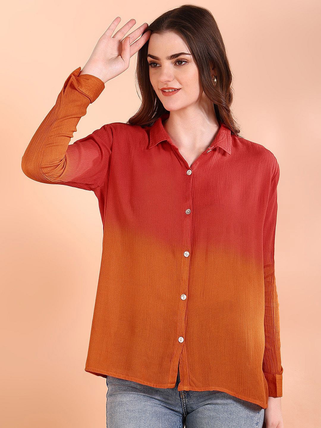 

Maaesa Women Comfort Opaque Casual Shirt, Red