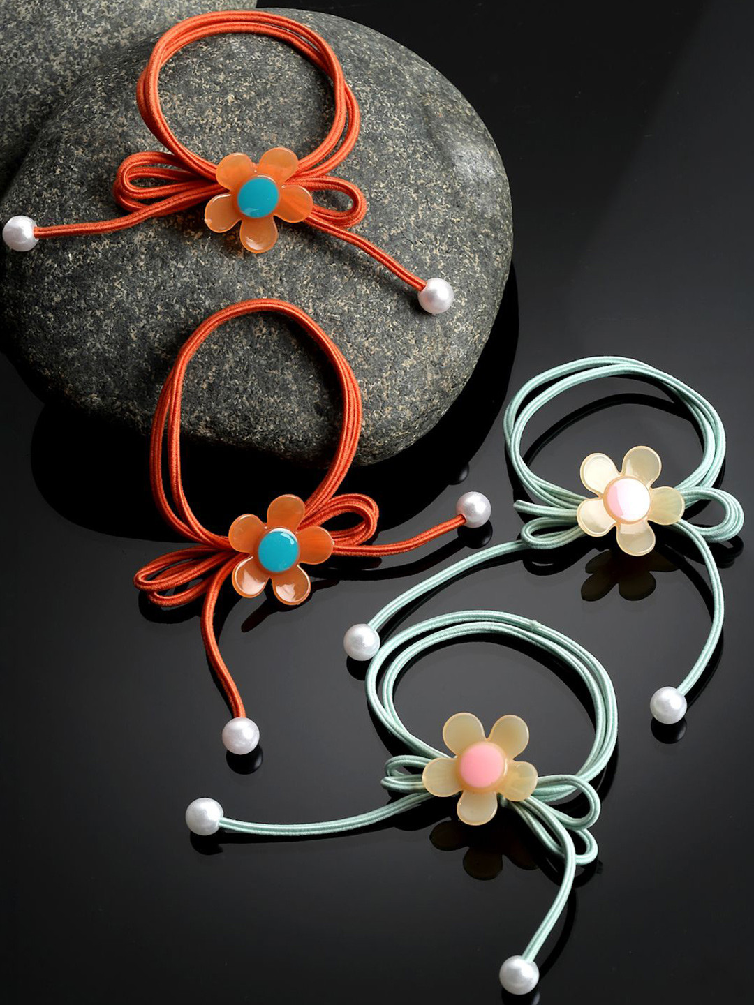 

Stoln Girls Embellished Ponytail Holders, Orange