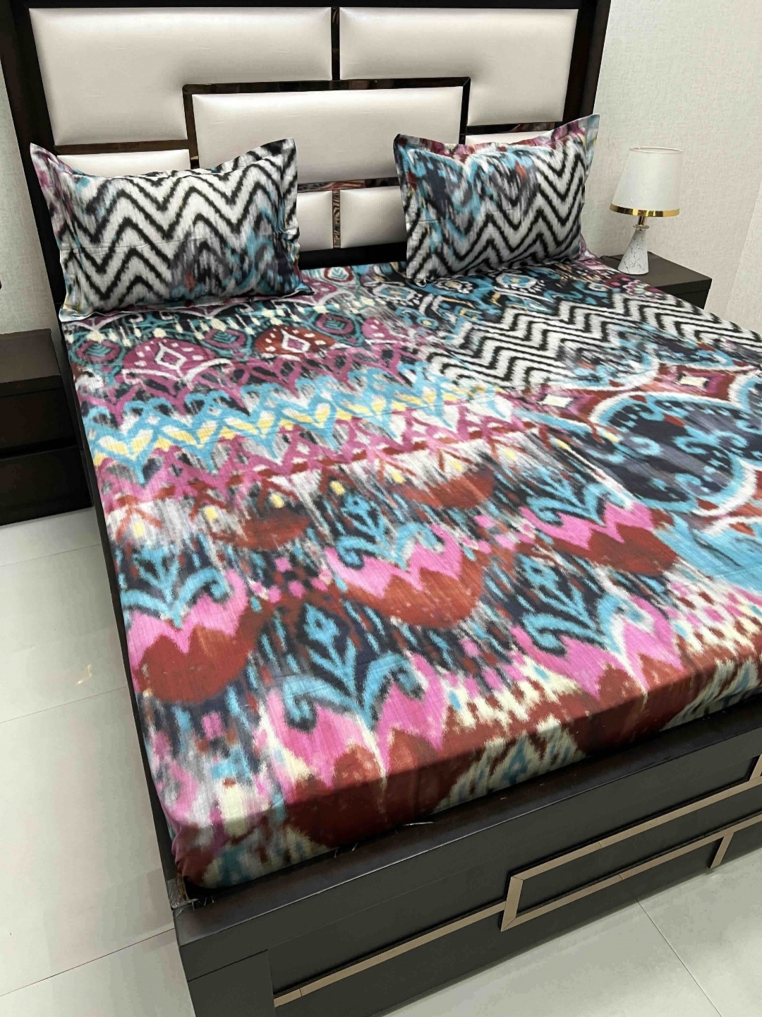 

Pure Decor Cotton King Size Double Bedsheet With 2 Pillow Covers 2.74m X 2.74m, Blue