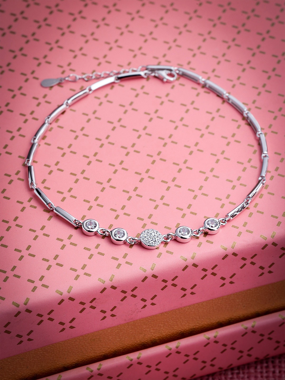 

DIAVO Rhodium-Plated Anklet, Silver