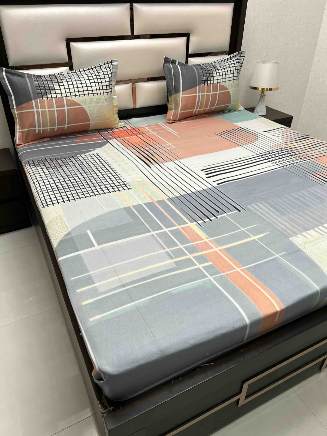 

Pure Decor Cotton King Size Double Bed Bedsheet With 2 Pillow Covers 2.74m X 2.74m, Grey