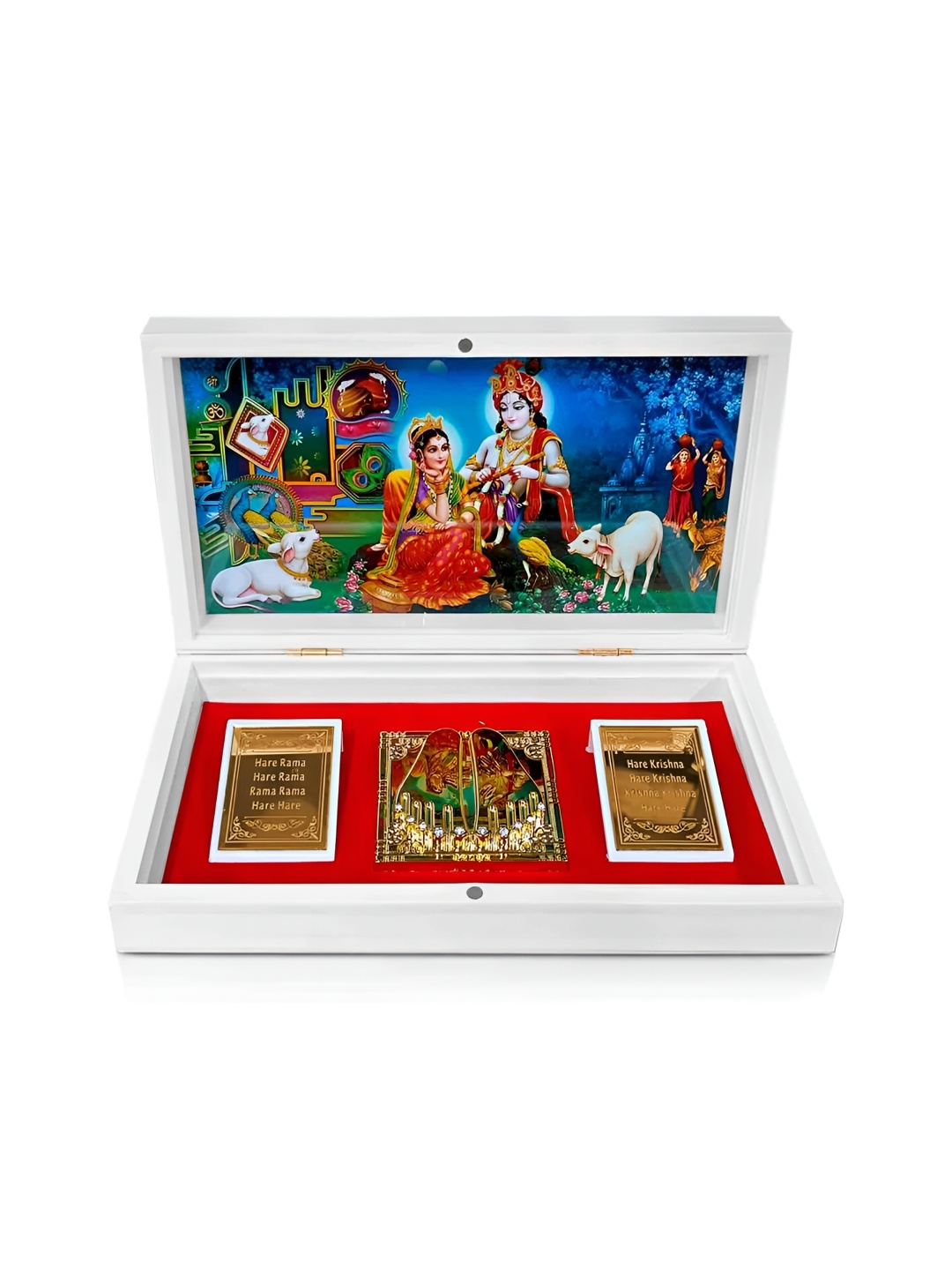 

Adhvik Gold Plated Religious Figurine Showpiece With Photo Frame