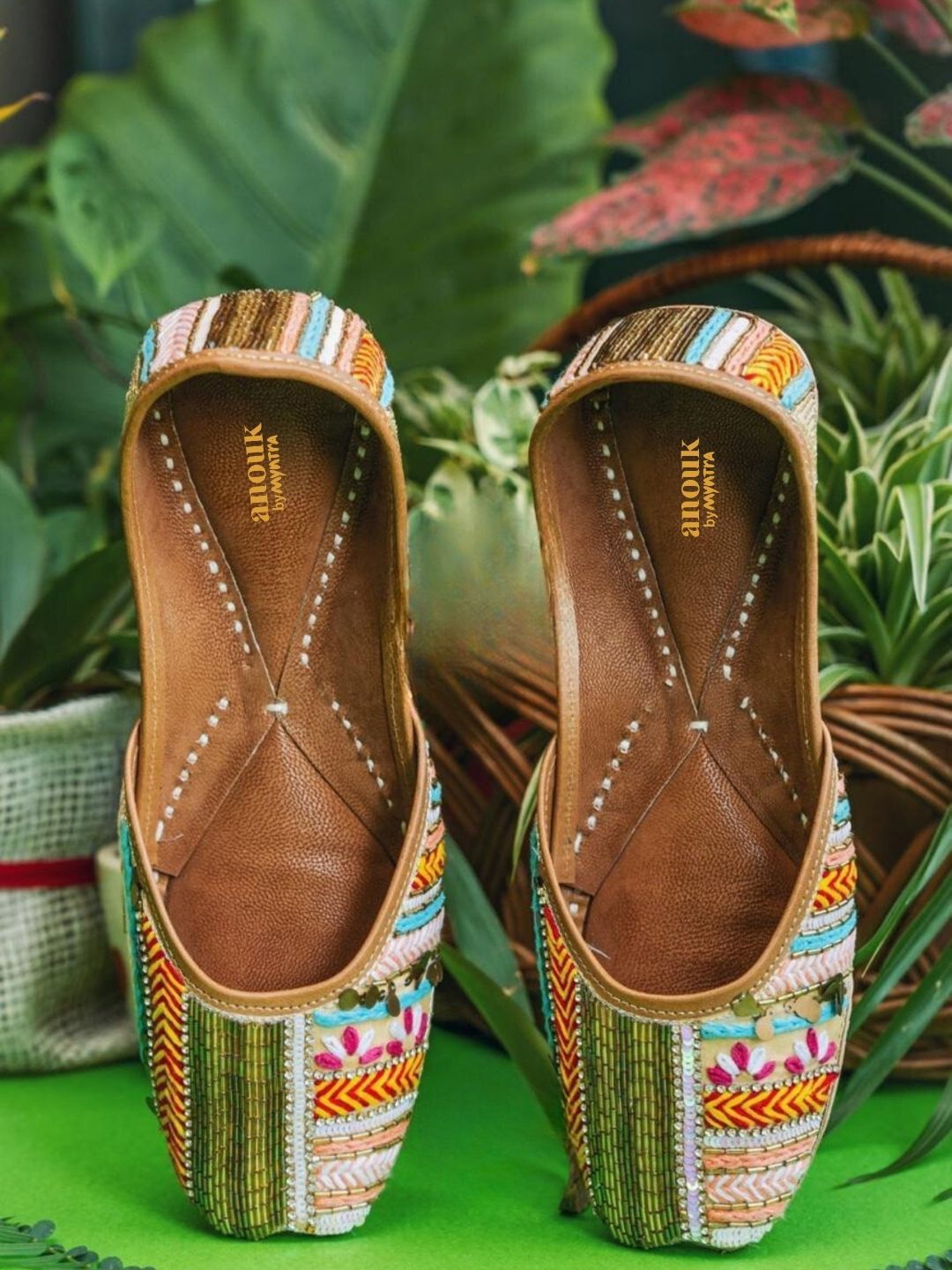 

Anouk Women Ethnic Mojaris with Embroidered Flats, Multi