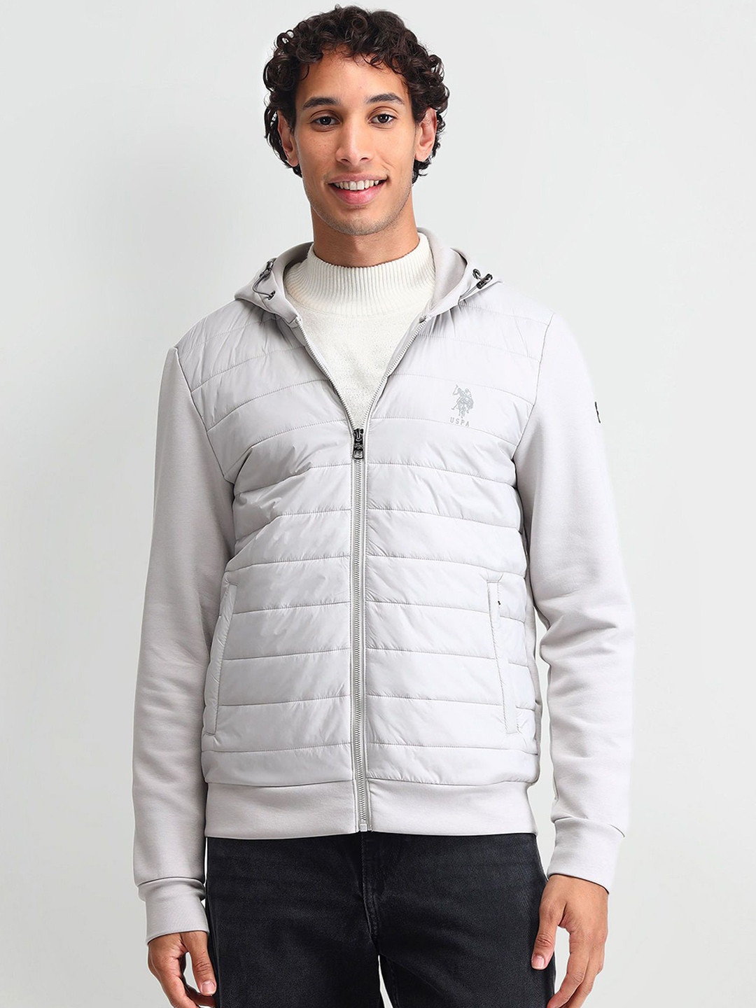 

U.S. Polo Assn. Denim Co. Men Camouflage Bomber with Embroidered Jacket, White