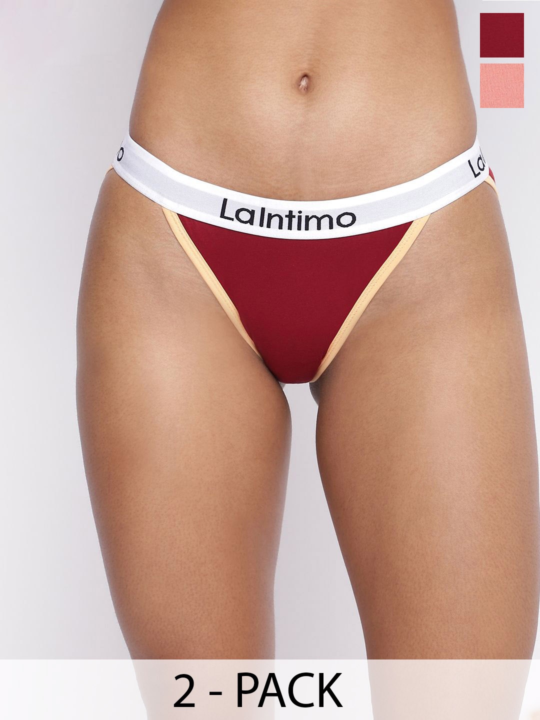 

La Intimo Women Pack of 2 Low-Rise Bikini Briefs, Coral