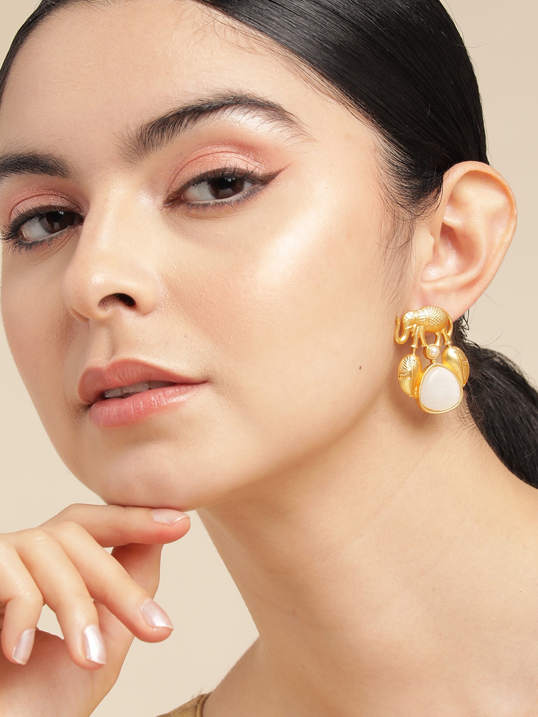 

Anouk Gold-Plated Beaded Contemporary Stud Earrings, White