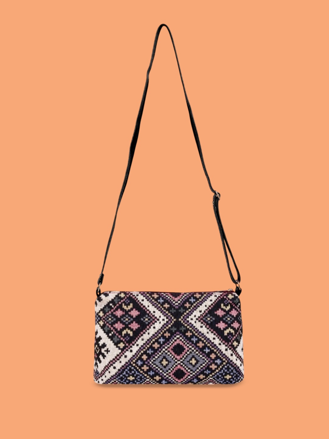 

LIKE STYLE Ethnic Motifs Sling Bag, Grey