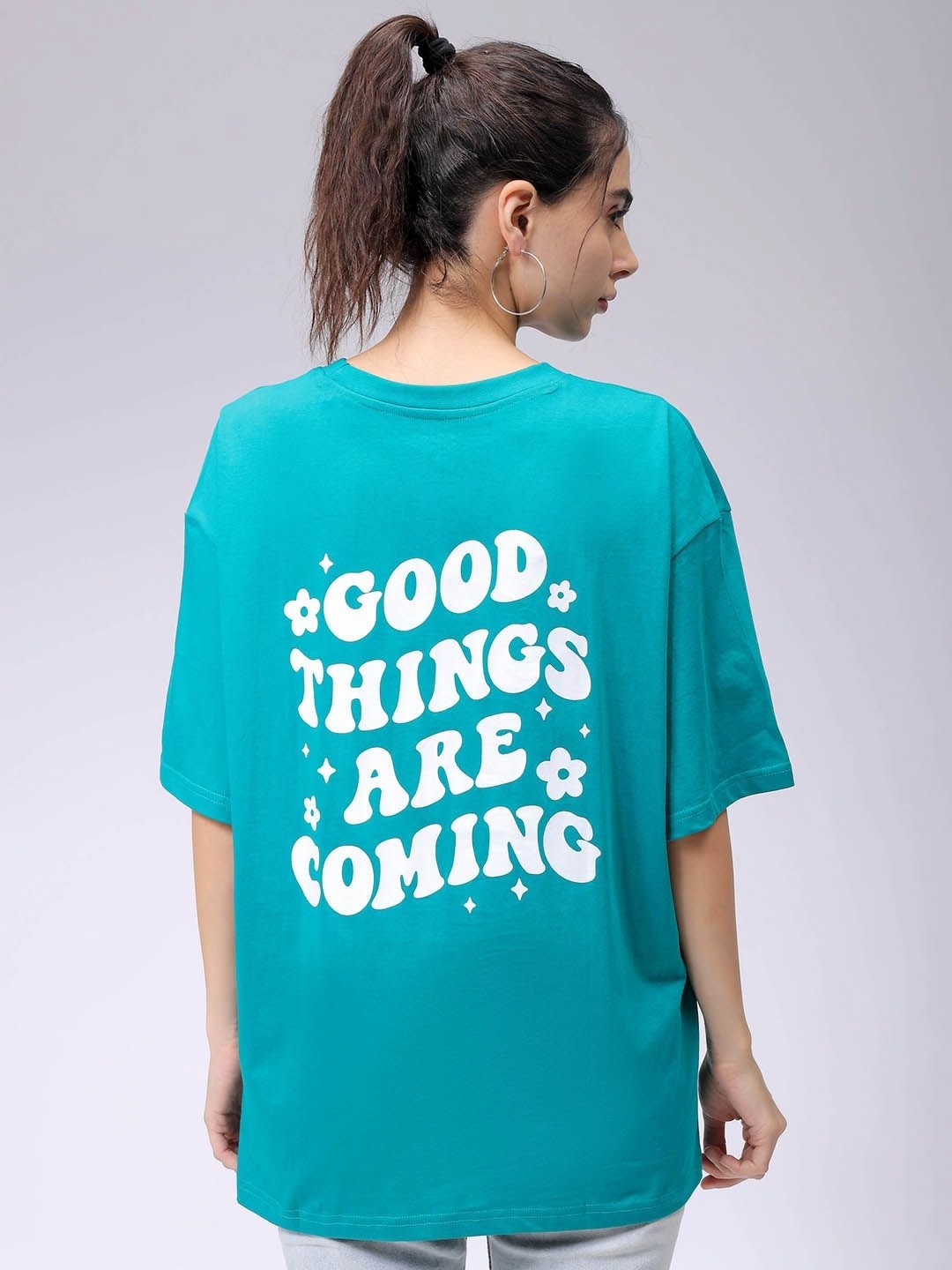 

Freehand by The Indian Garage Co Women Typography Printed T-shirt, Teal