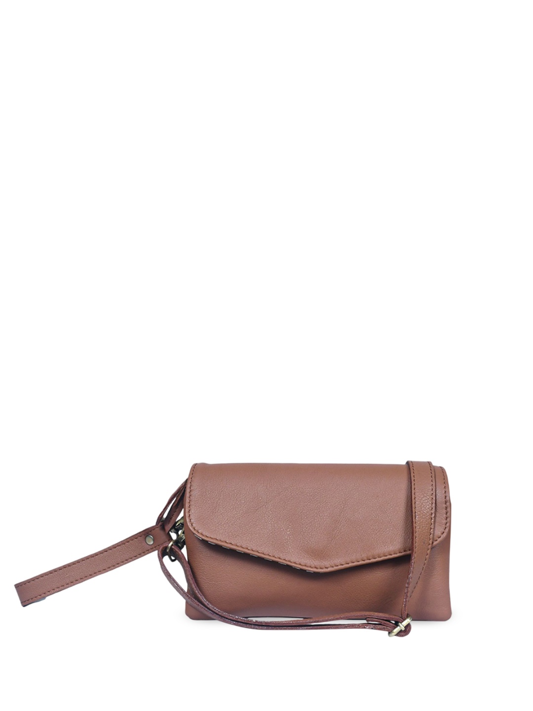 

Celtic Textured Leather Structured Sling Bag, Tan