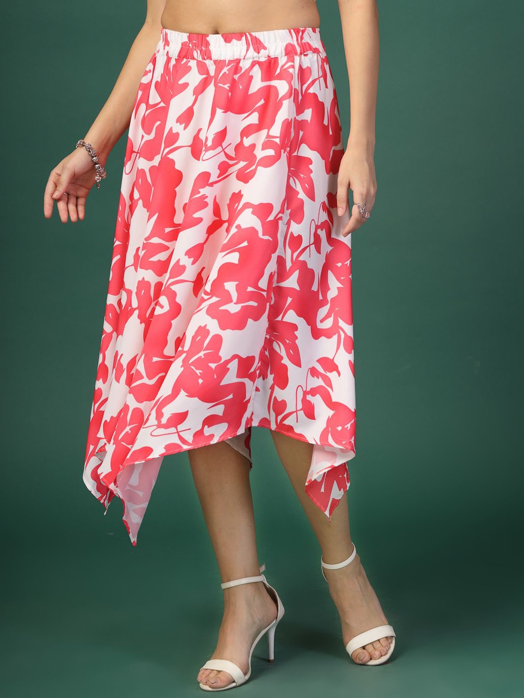 

Oomph! Printed A-Line Midi Skirt, Pink