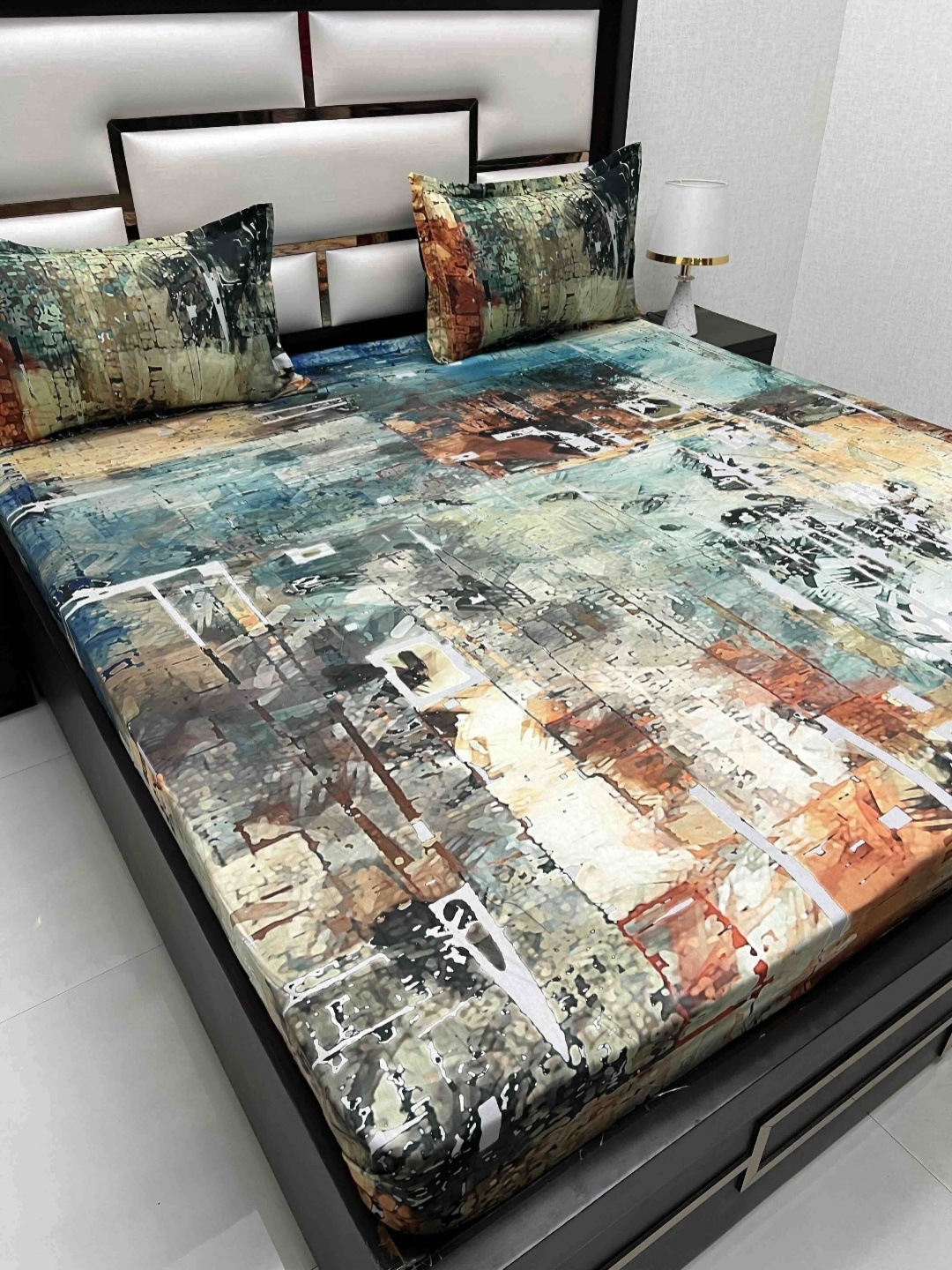 

Pure Decor Blue & Brown 600 TC King Bedsheet with 2 Pillow Covers