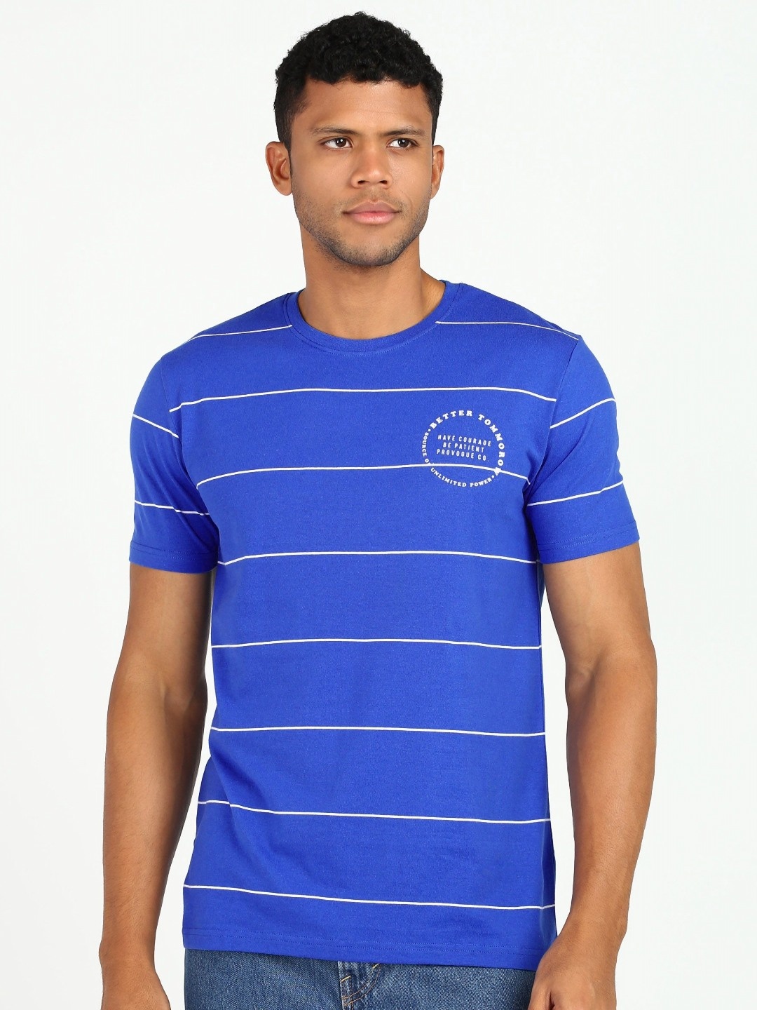 

Provogue Men Striped Pockets T-shirt, Blue