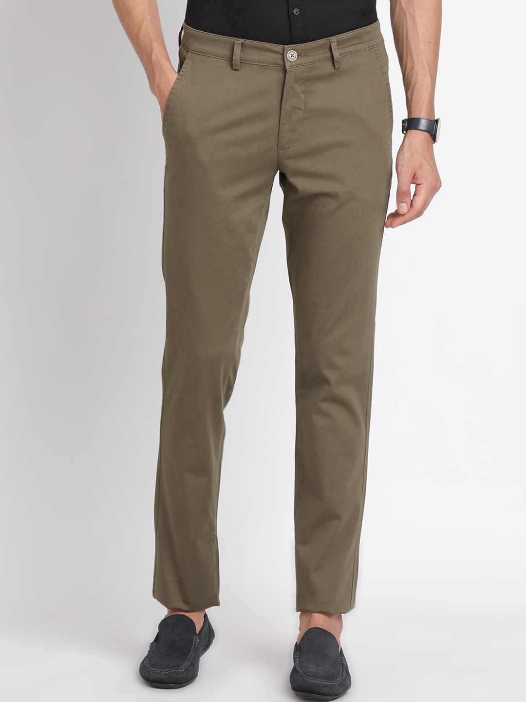 

Turtle Men Relaxed Tapered Fit Chinos Trousers, Brown