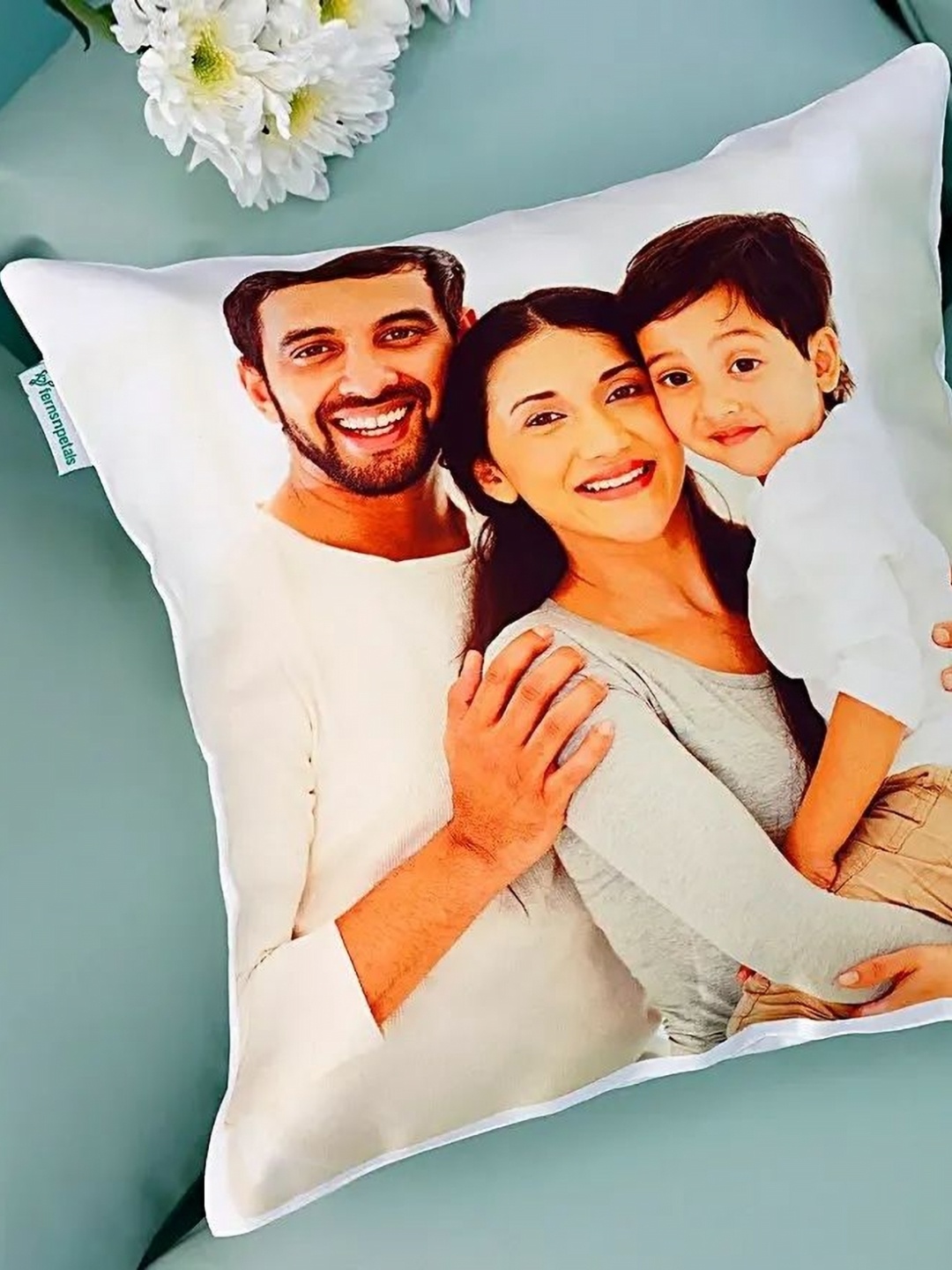 

fnp White & Grey Printed Square Shaped Pre-Filled Cushion