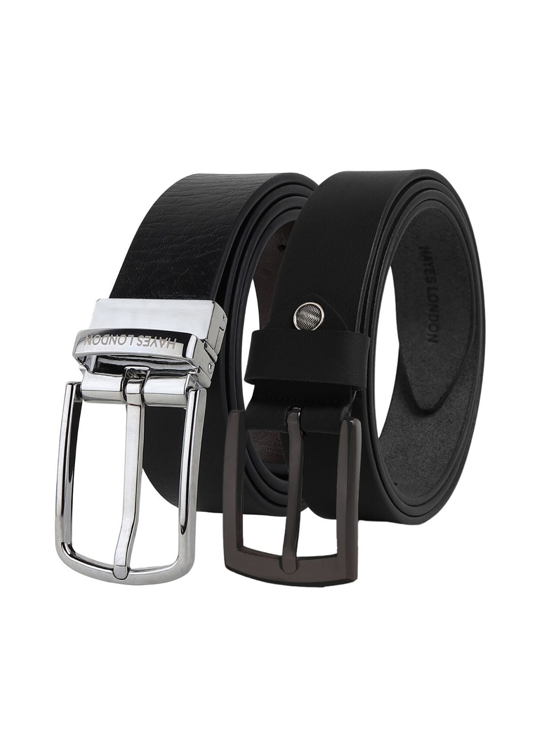 

Hayes London Men Formal Belts Combo Pack of 2 Premium Genuine Leather Belt, Black