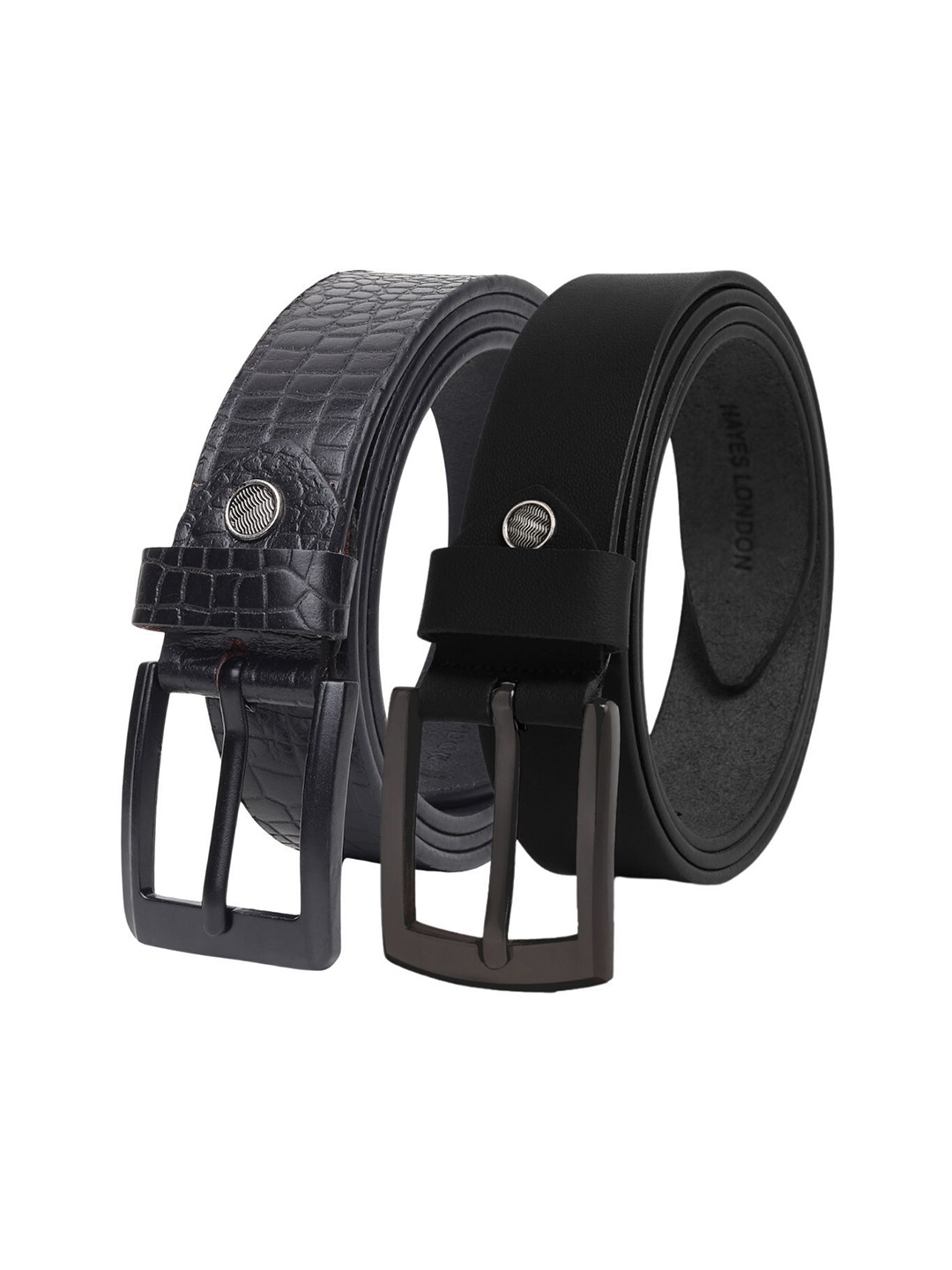 

Hayes London Men Pack Of 2 Leather Formal Belt, Black
