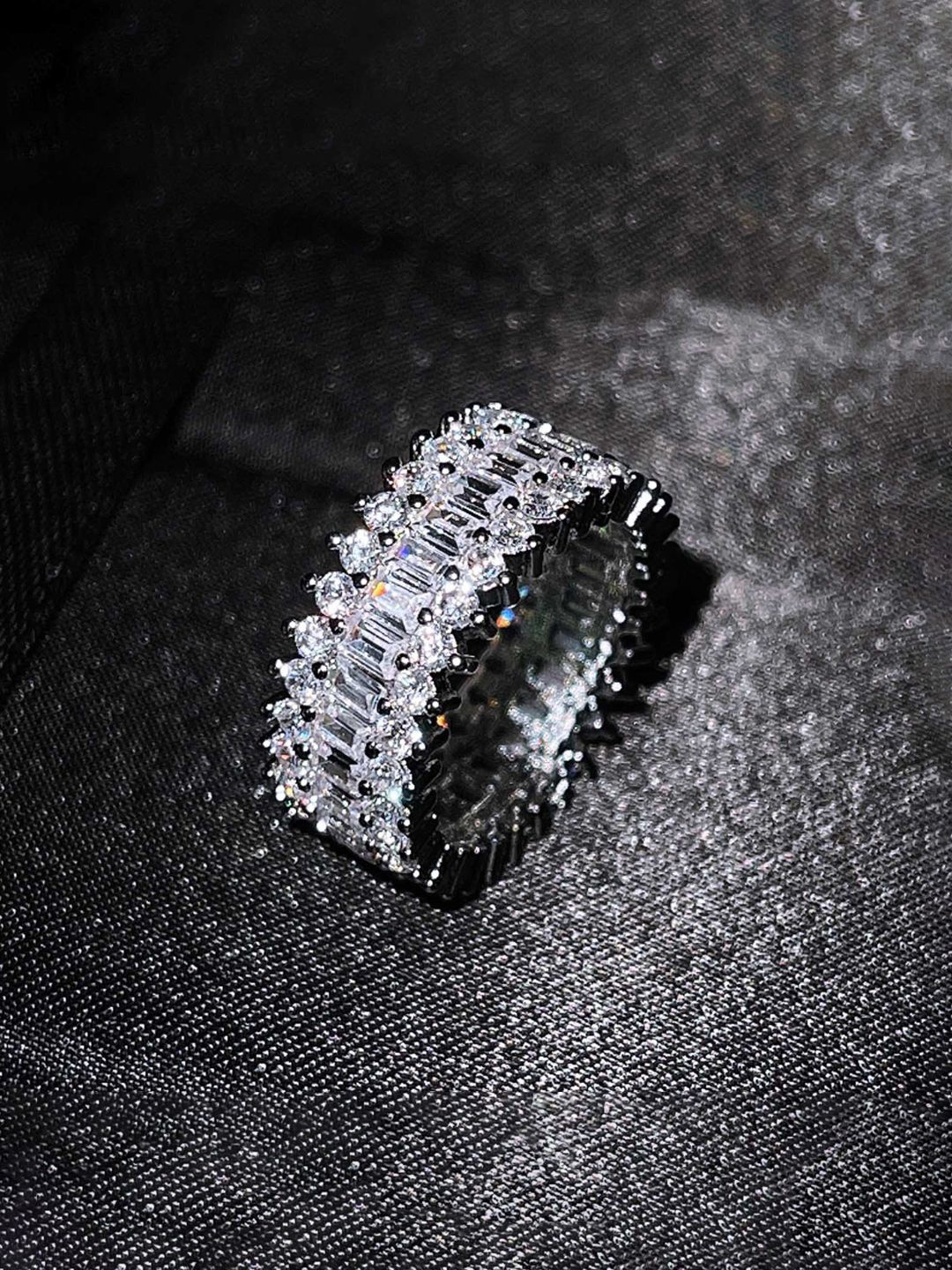 

Designs & You Silver Plated Cubic Zirconia Stone Studded Adjustable Finger Ring