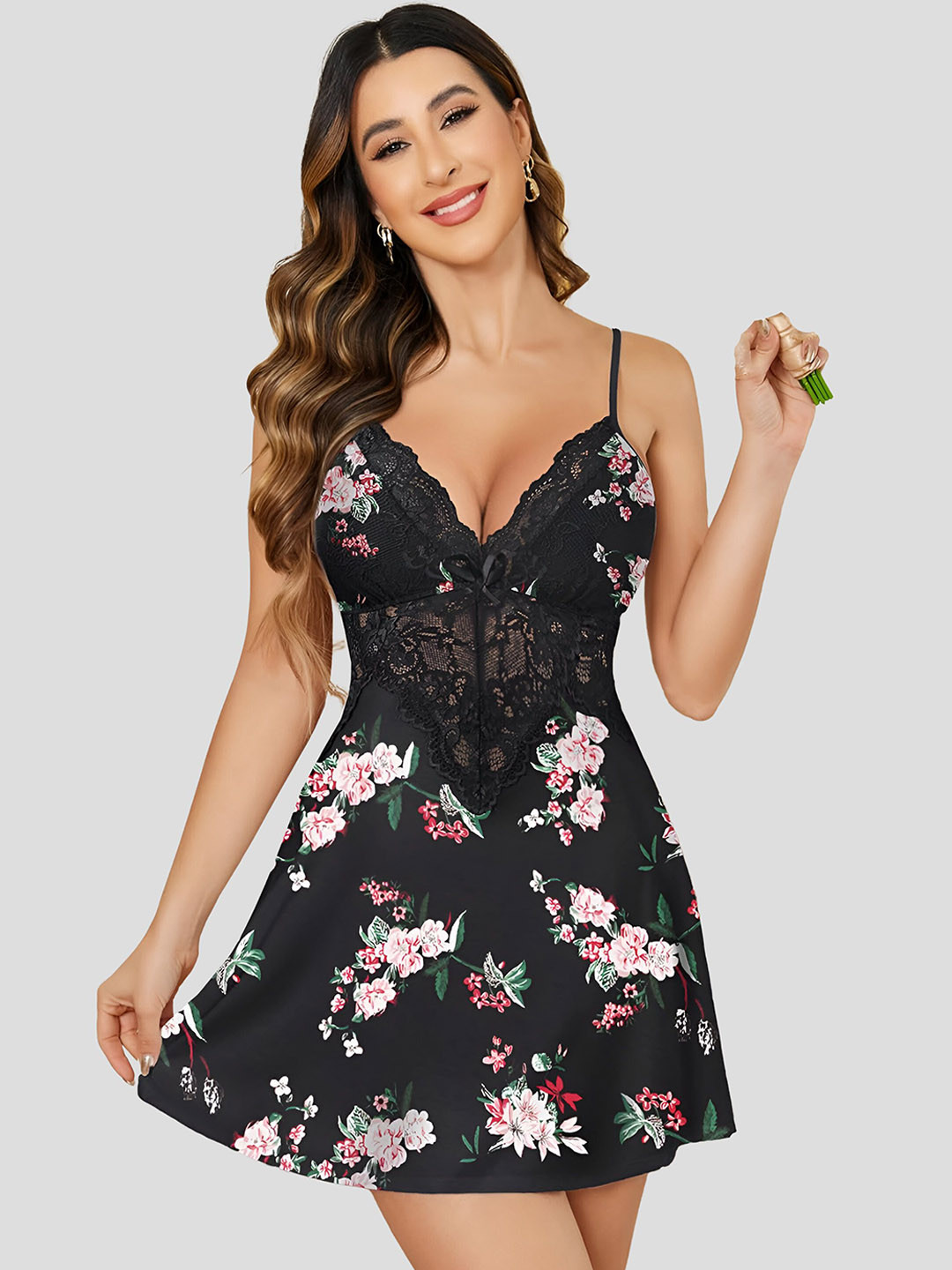 

Herryqeal Printed Baby Doll, Black