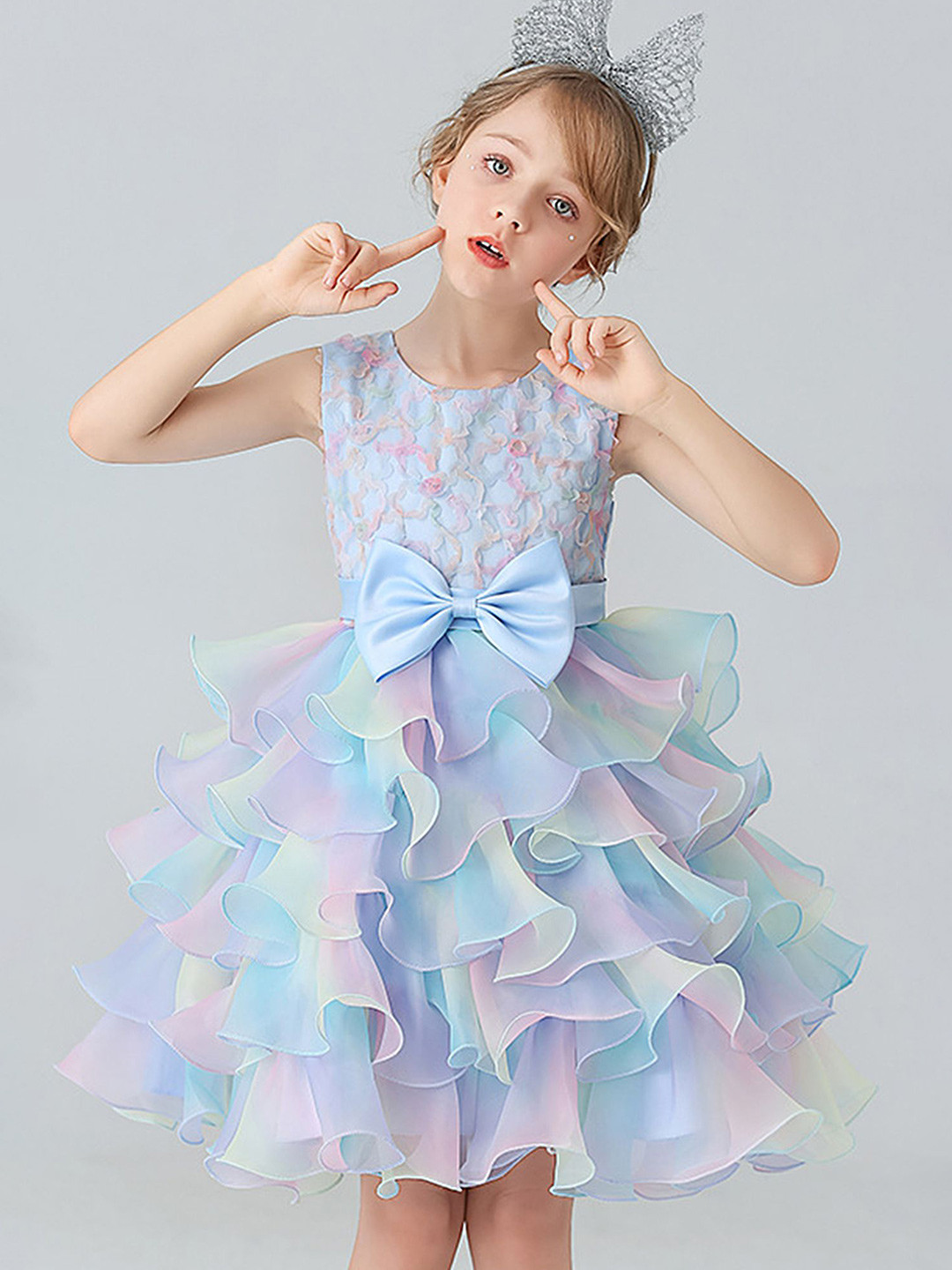 

LULU & SKY Floral Print Fit & Flare Dress, Blue