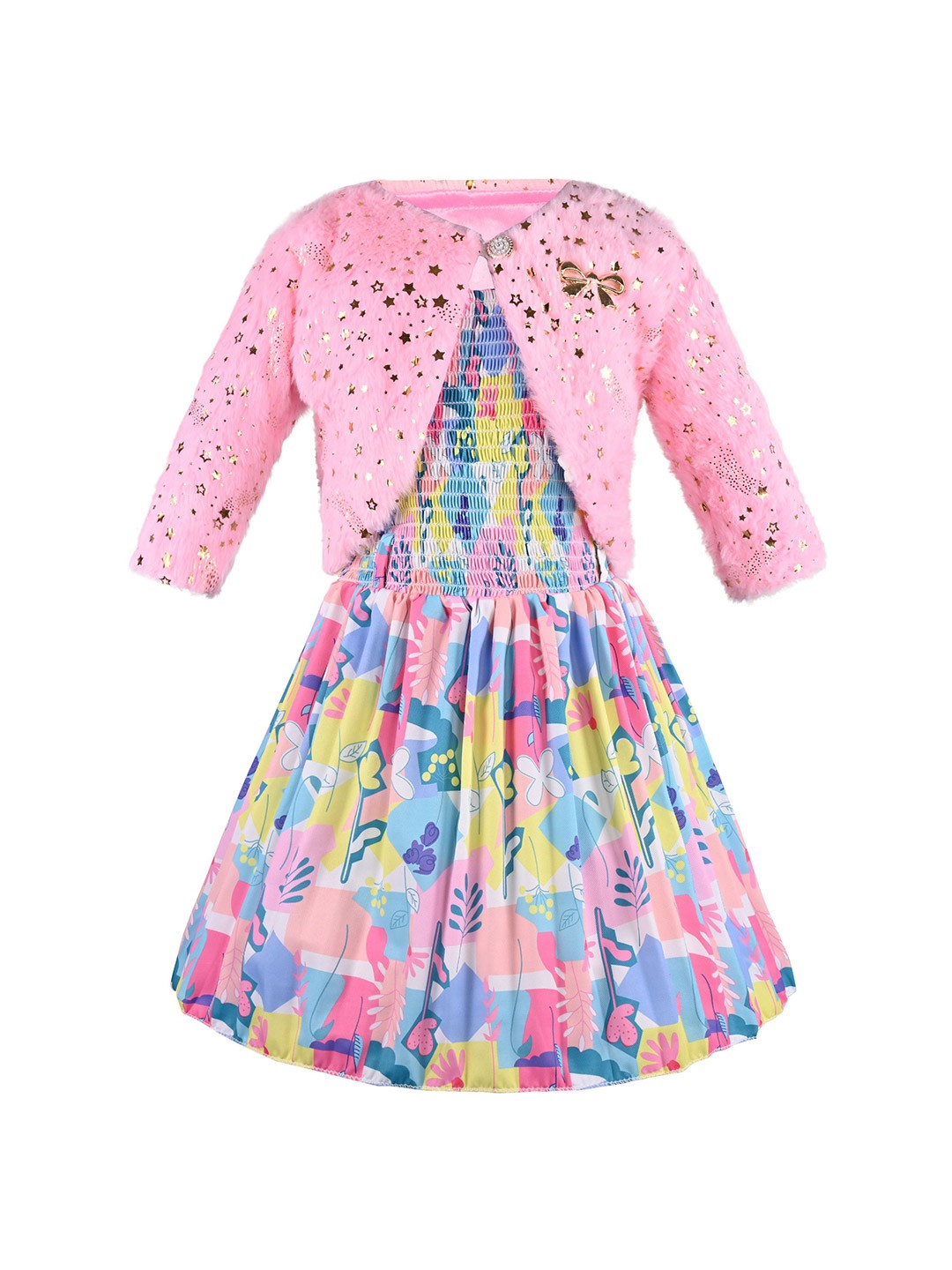 

Wish Karo Print Satin A-Line Dress, Multi