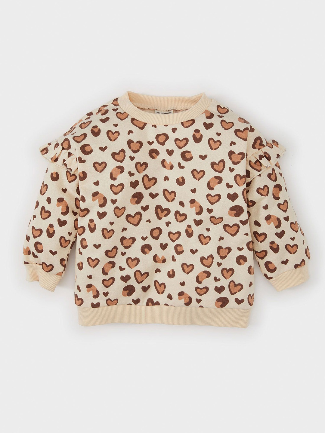 

DeFacto Girls Abstract Printed Cotton Pullover, Cream