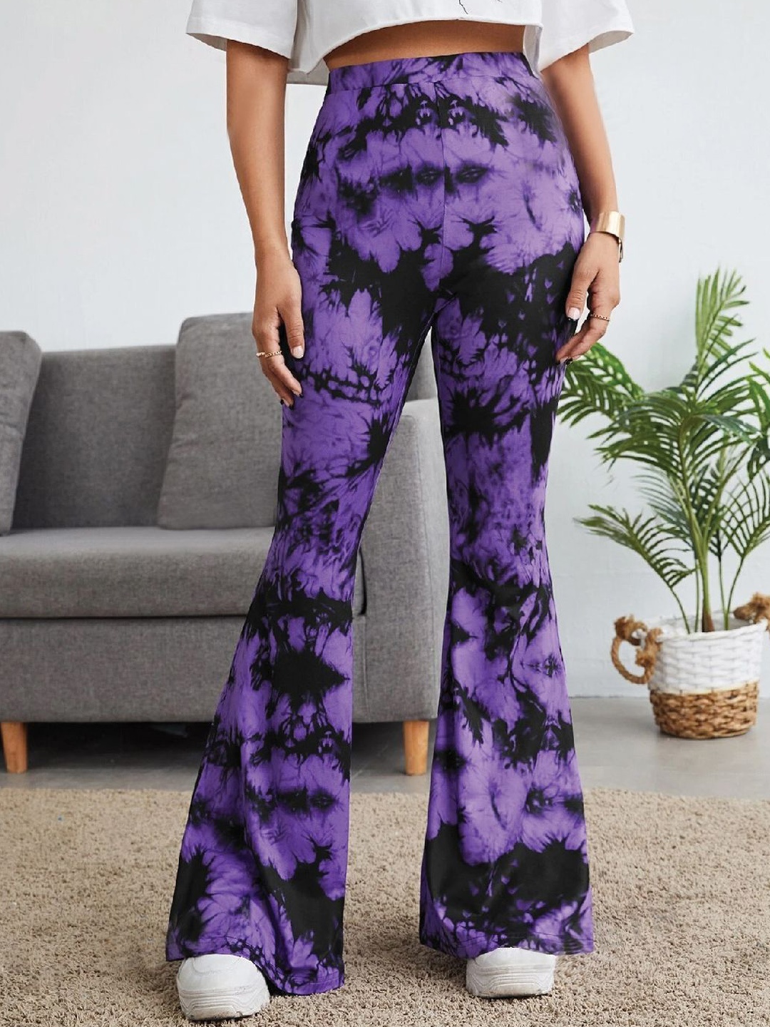 

BAESD Women Solid Printed Original Trousers, Purple