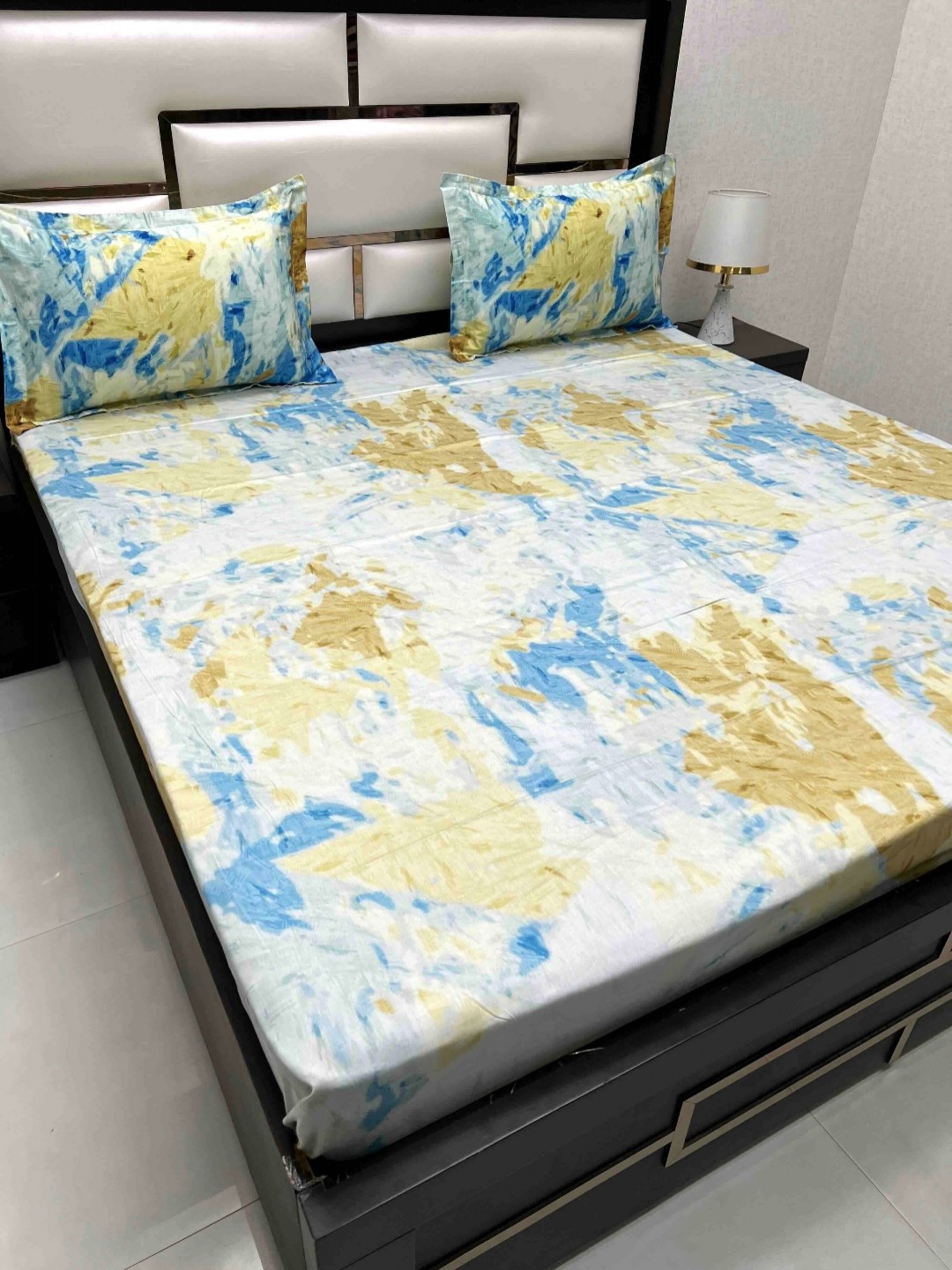 

Pure Decor Cotton King Size Double Bed Bedsheet With 2 Pillow Covers 2.74m X 2.74m, Beige