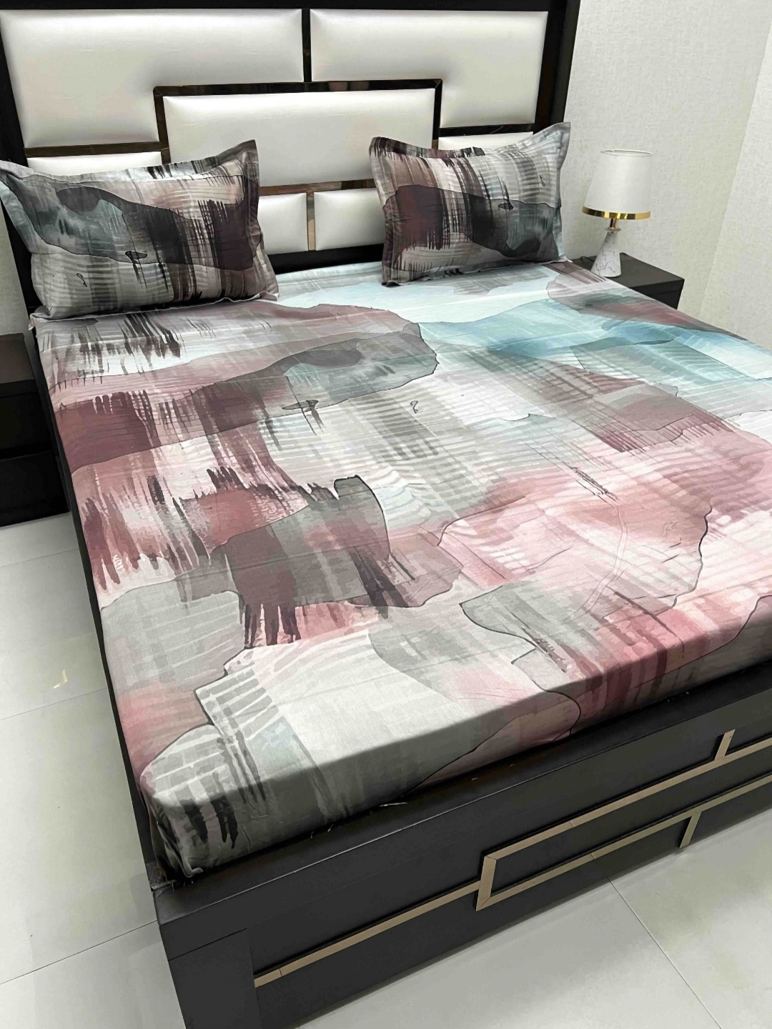 

Pure Decor Cotton King Size Double Bedsheet With 2 Pillow Covers 2.74m X 2.74m, Teal