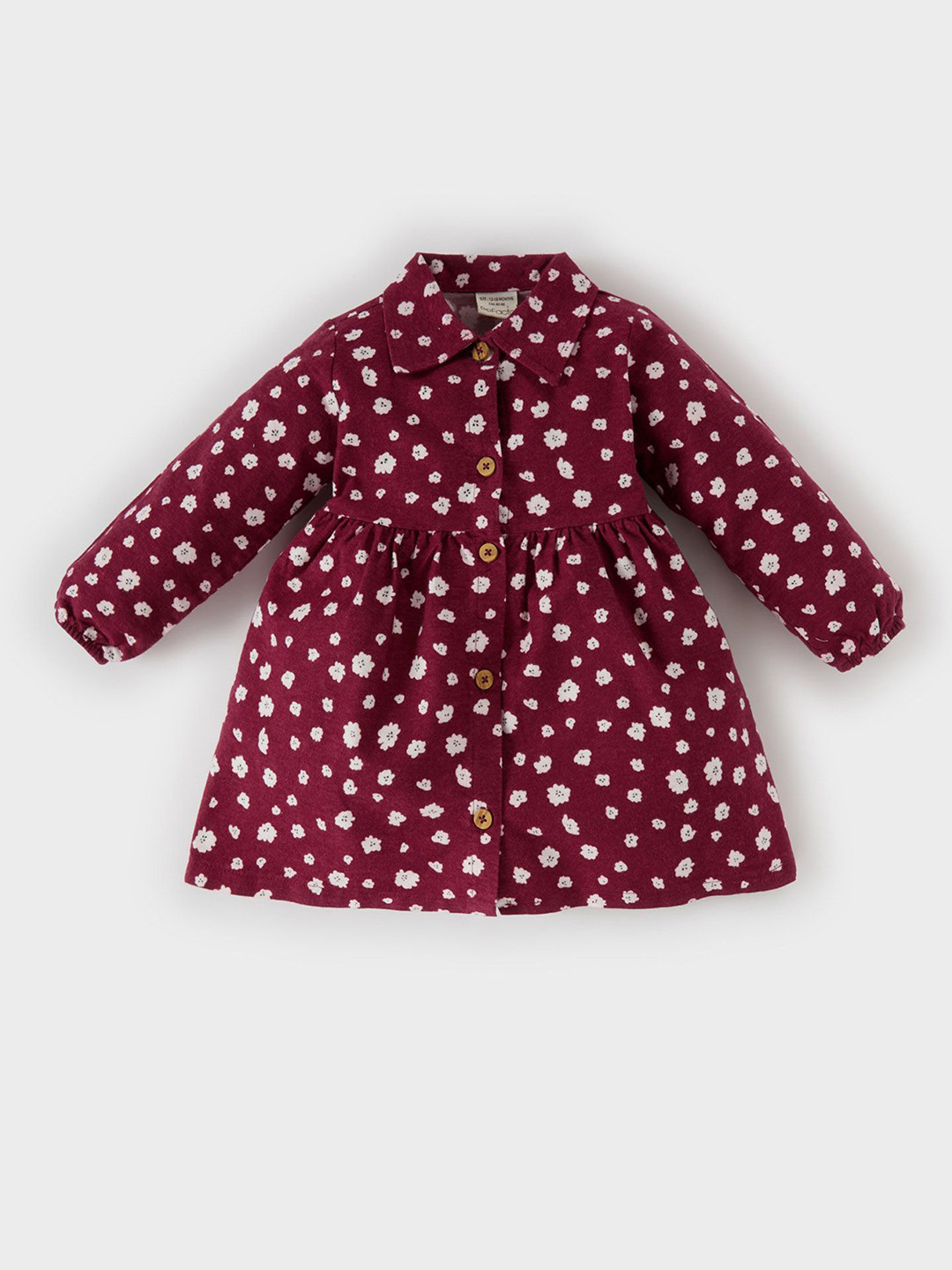 

DeFacto Girls Printed Fit & Flare Dress, Maroon
