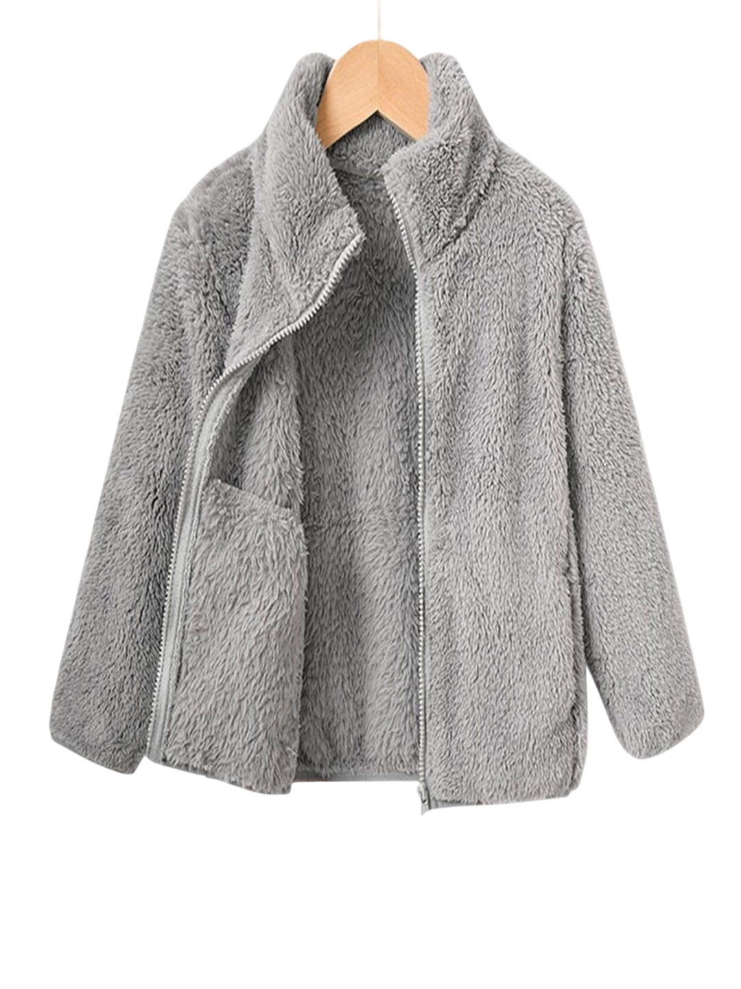 

Xsole Kids Stand collar Hip Length Winter Overcoat, Grey