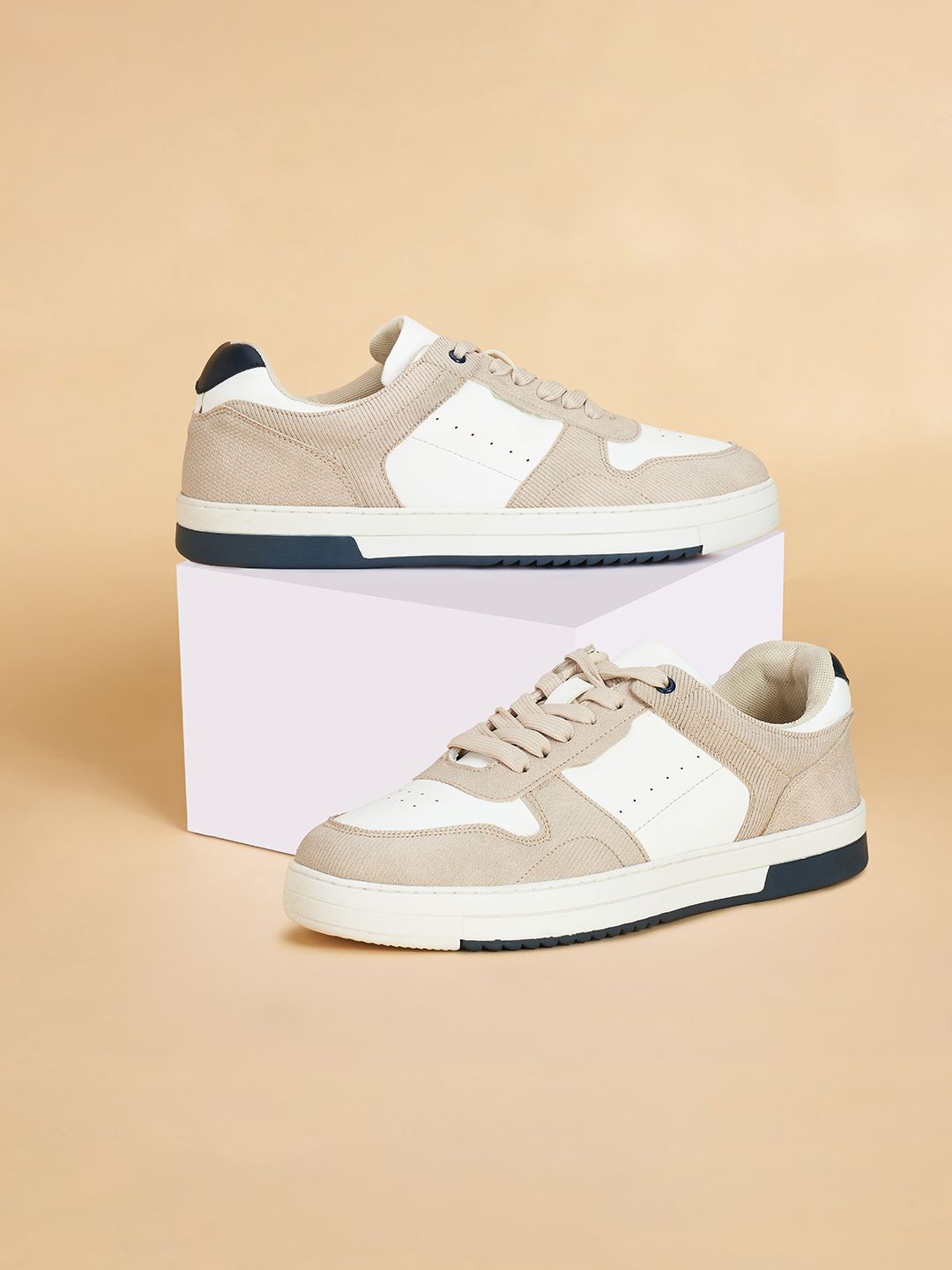 

Ajile by Pantaloons Men Colourblocked PU Sneakers, Beige